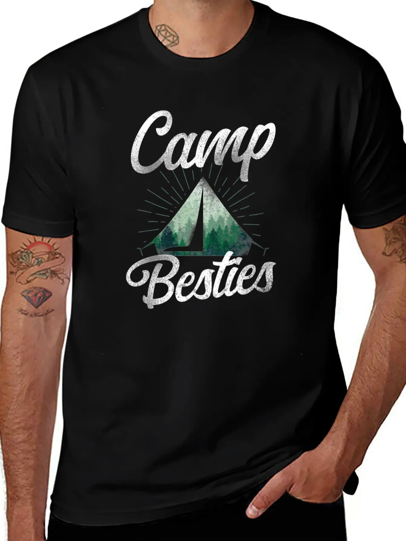Camping Tent Friends Camp Besties Timeless Short Sleeve Tee – Comfy And Minimalist Design