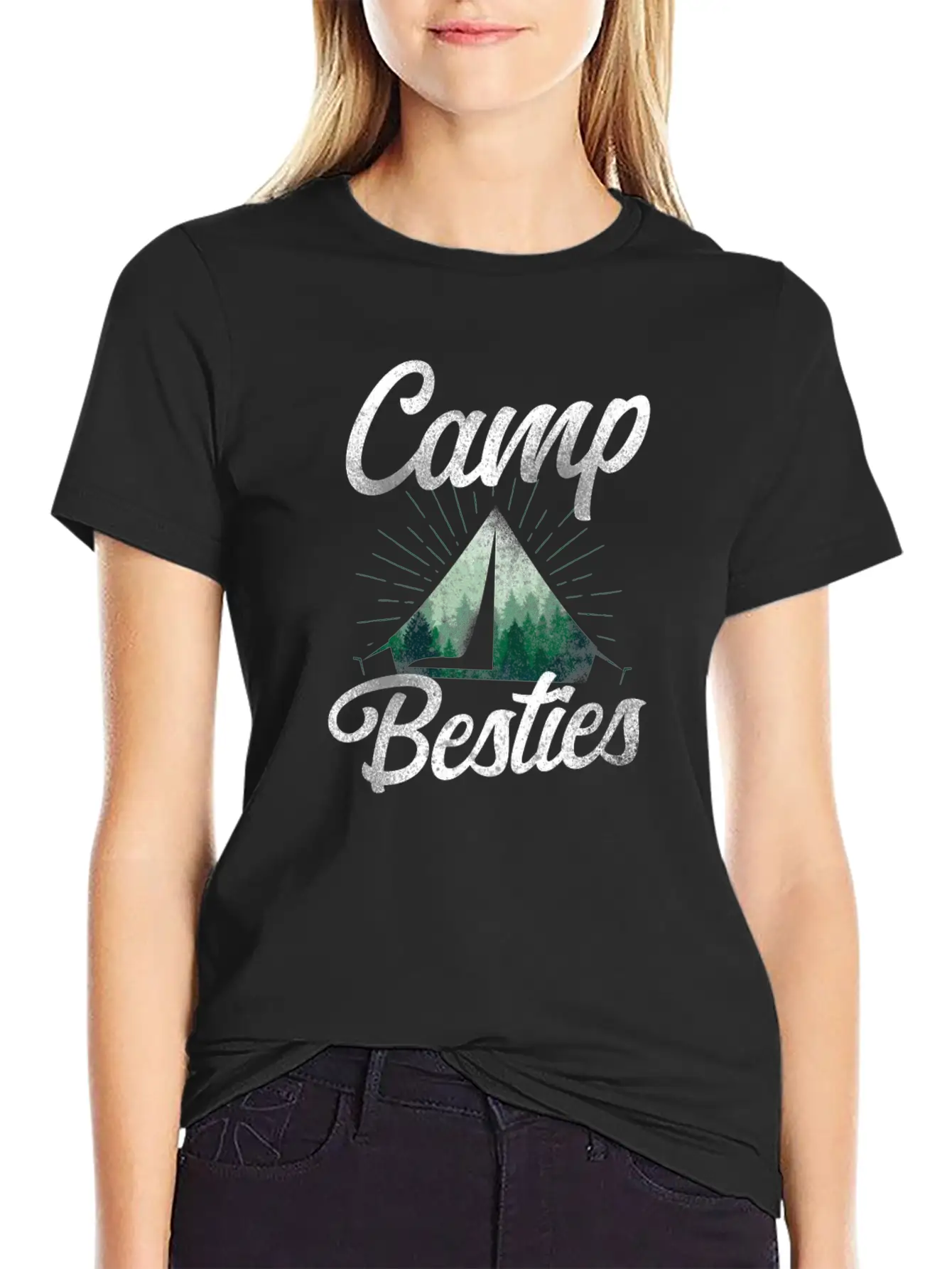 Camping Tent Friends Camp Besties Timeless Short Sleeve Tee – Comfy And Minimalist Design