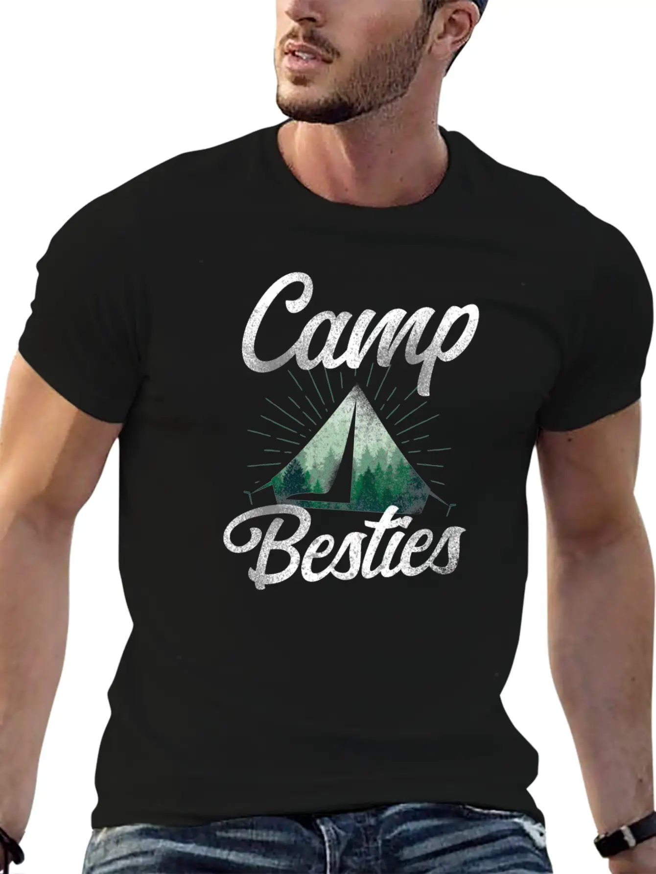 Camping Tent Friends Camp Besties Timeless Short Sleeve Tee – Comfy And Minimalist Design