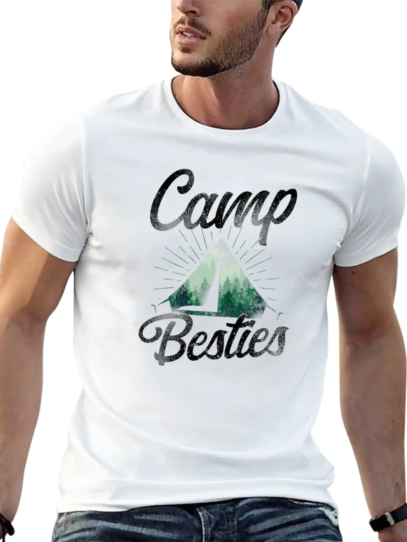 Camping Tent Friends Camp Besties Timeless Short Sleeve Tee – Comfy And Minimalist Design