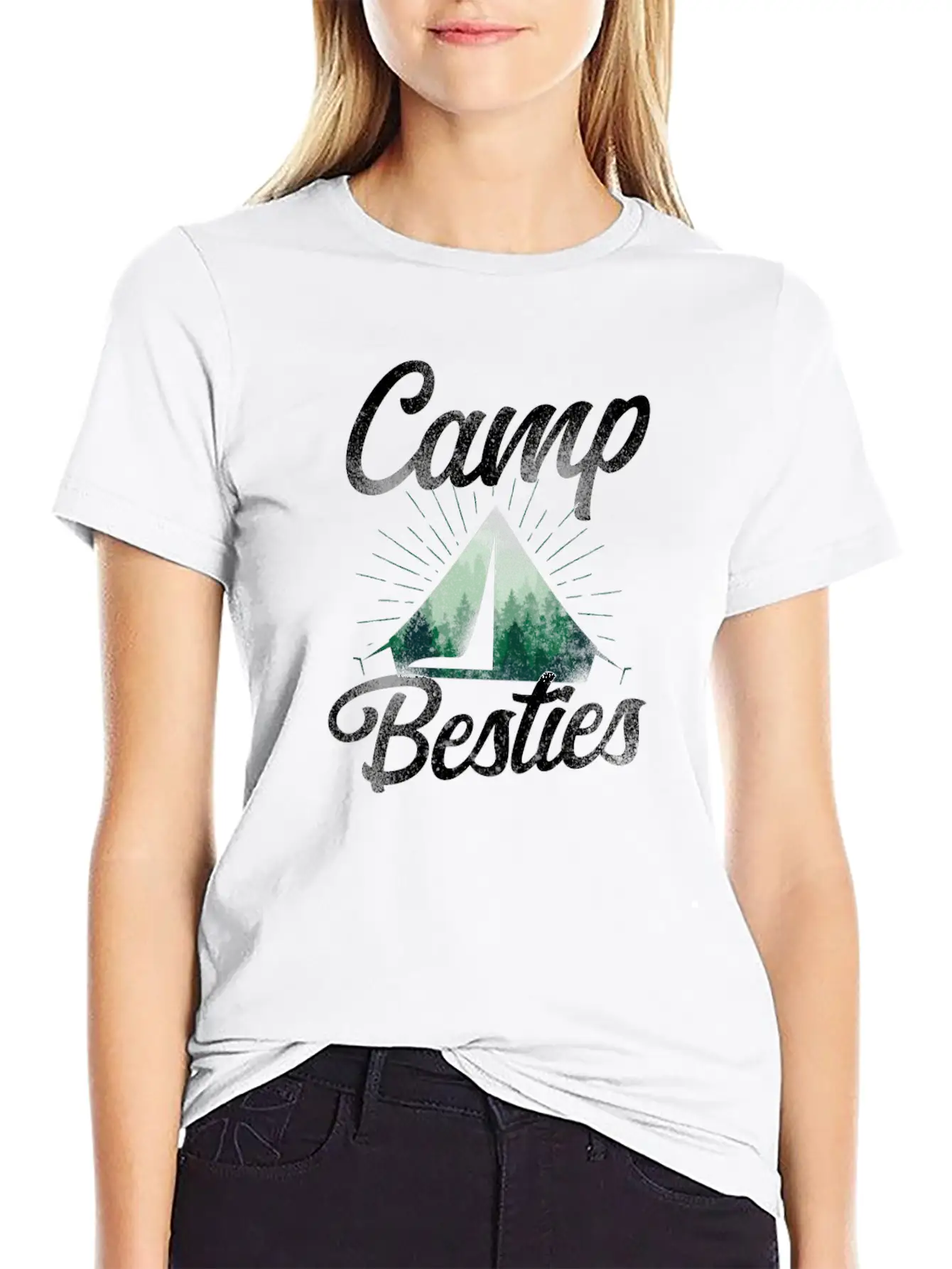 Camping Tent Friends Camp Besties Timeless Short Sleeve Tee – Comfy And Minimalist Design