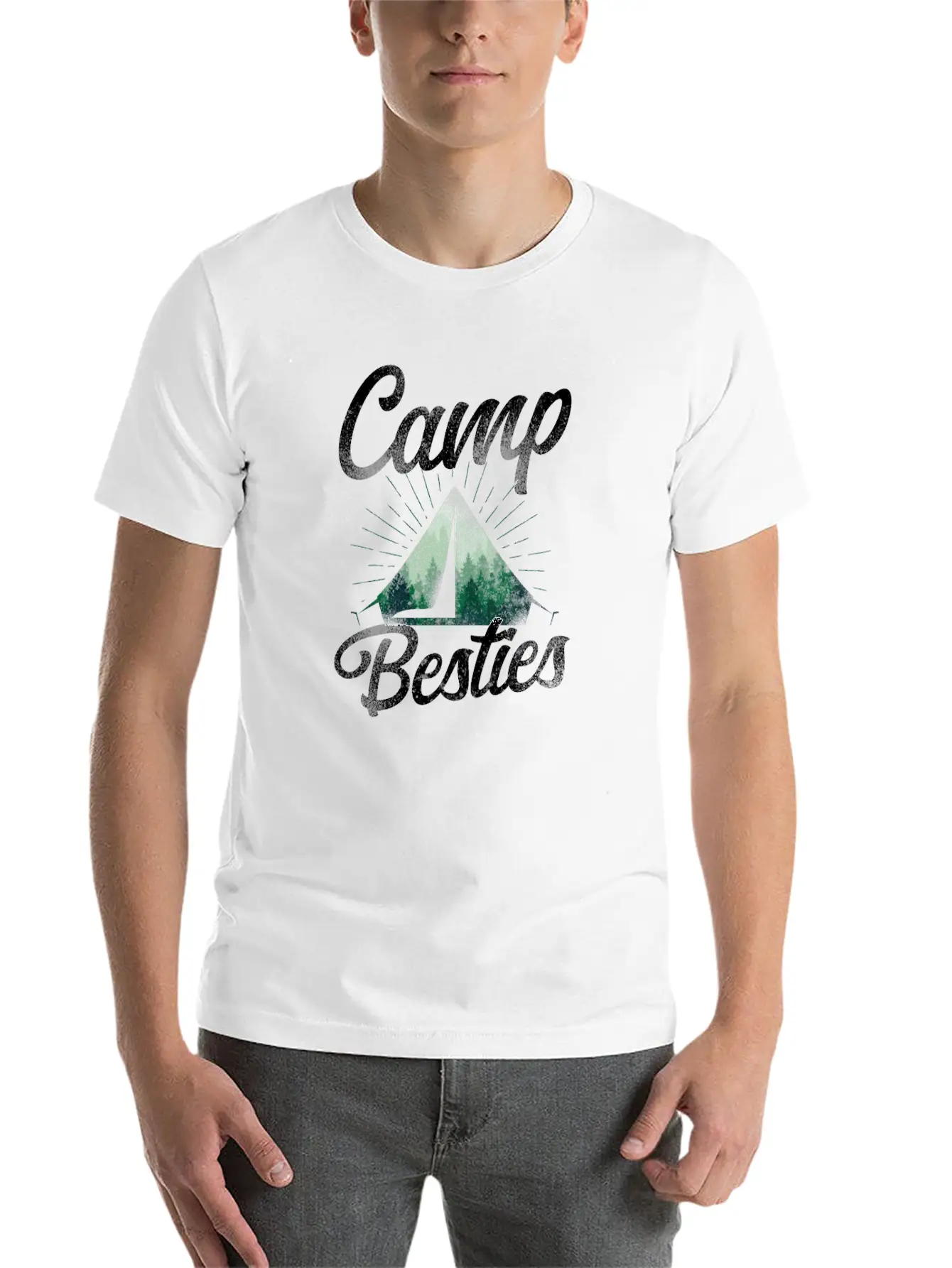 Camping Tent Friends Camp Besties Timeless Short Sleeve Tee – Comfy And Minimalist Design