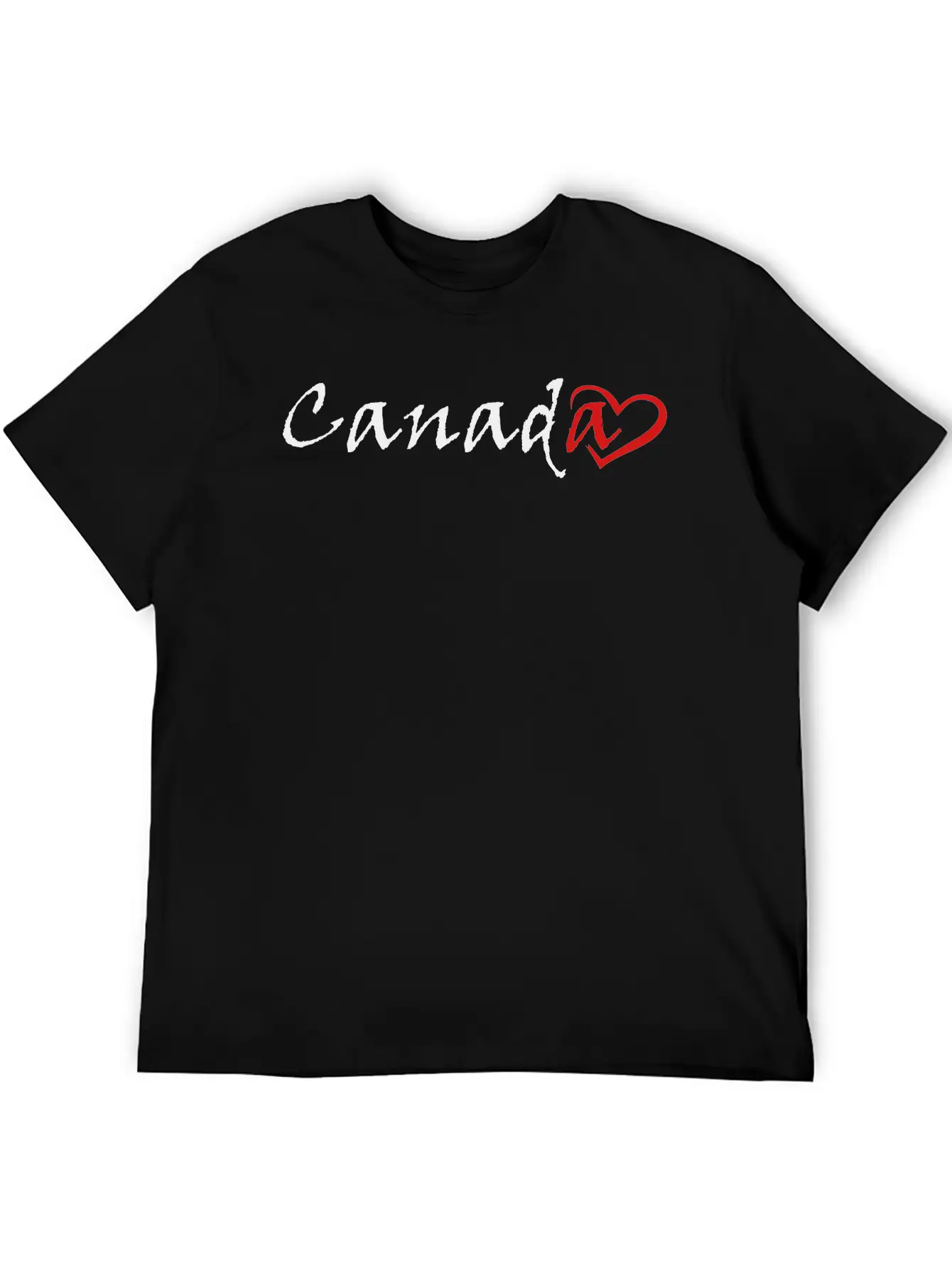 Canada With Red Heart - Grunge Unisex Short Sleeve Soft Cotton T-Shirt – Casual Everyday Wear