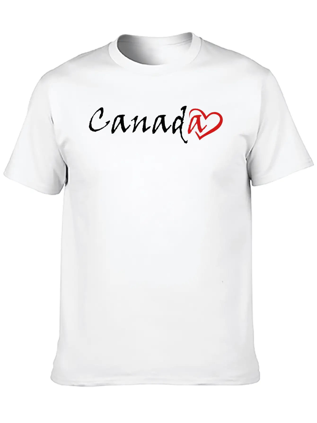 Canada With Red Heart - Grunge Unisex Short Sleeve Soft Cotton T-Shirt – Casual Everyday Wear