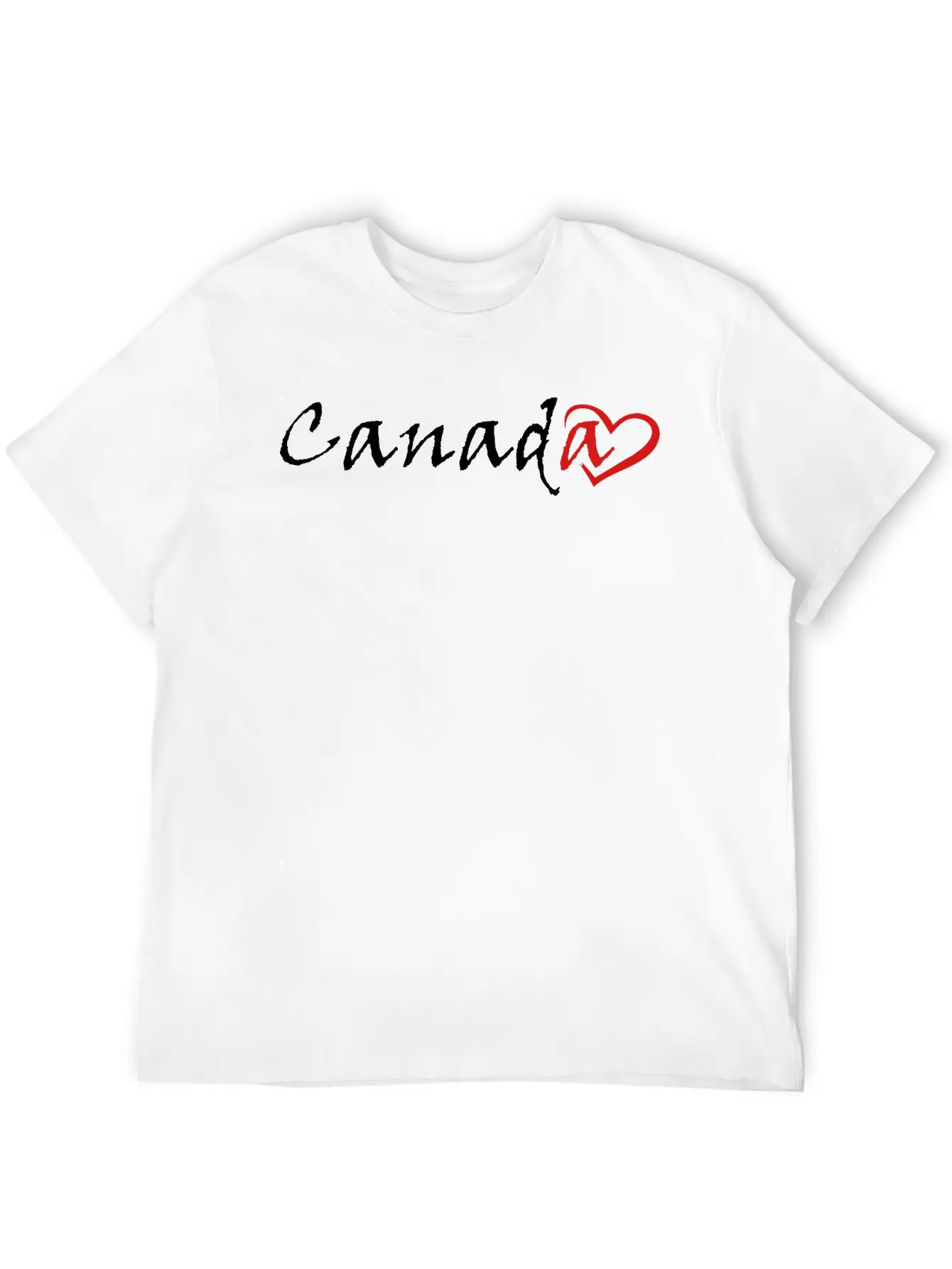 Canada With Red Heart - Grunge Unisex Short Sleeve Soft Cotton T-Shirt – Casual Everyday Wear