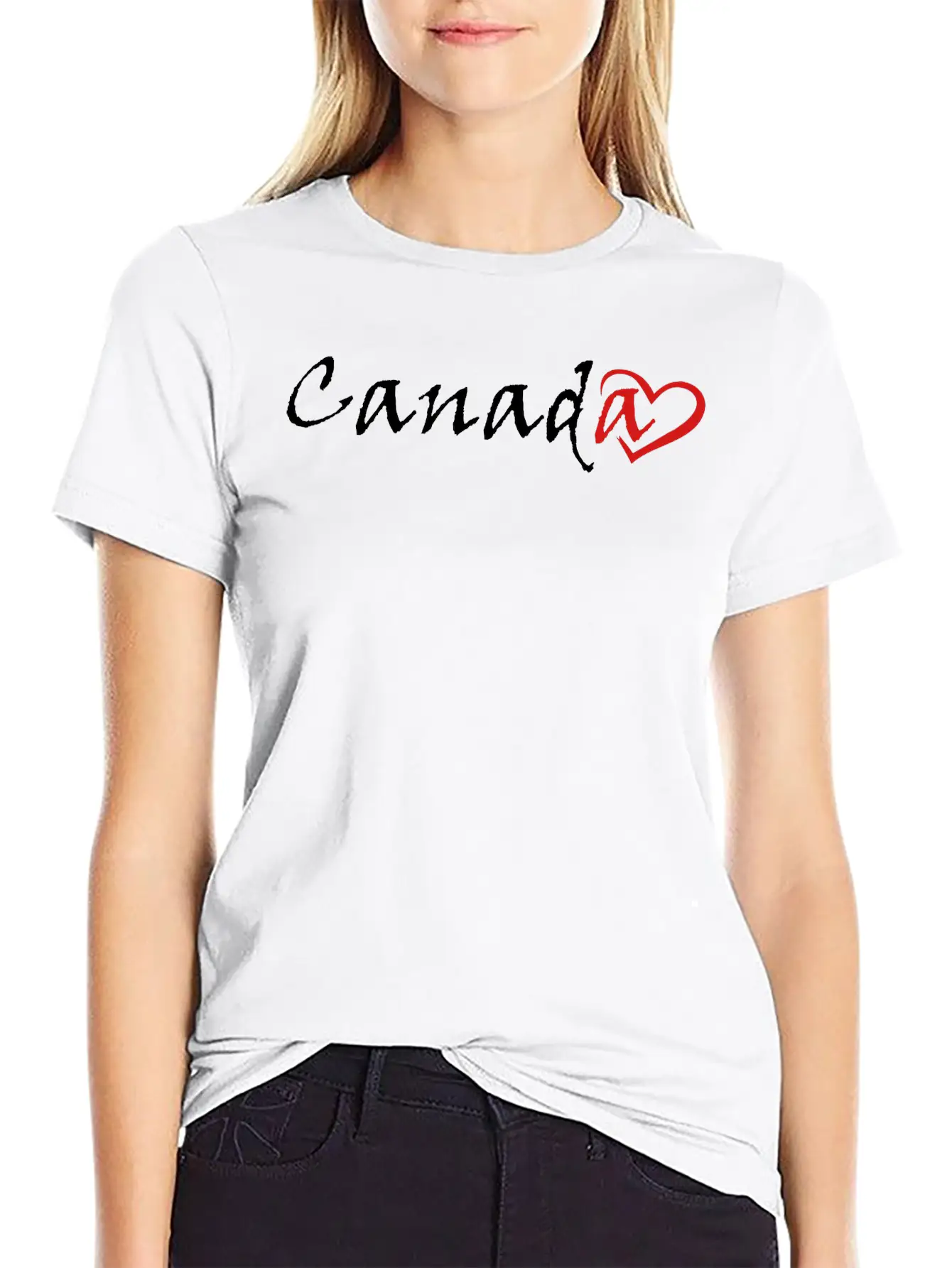 Canada With Red Heart - Grunge Unisex Short Sleeve Soft Cotton T-Shirt – Casual Everyday Wear