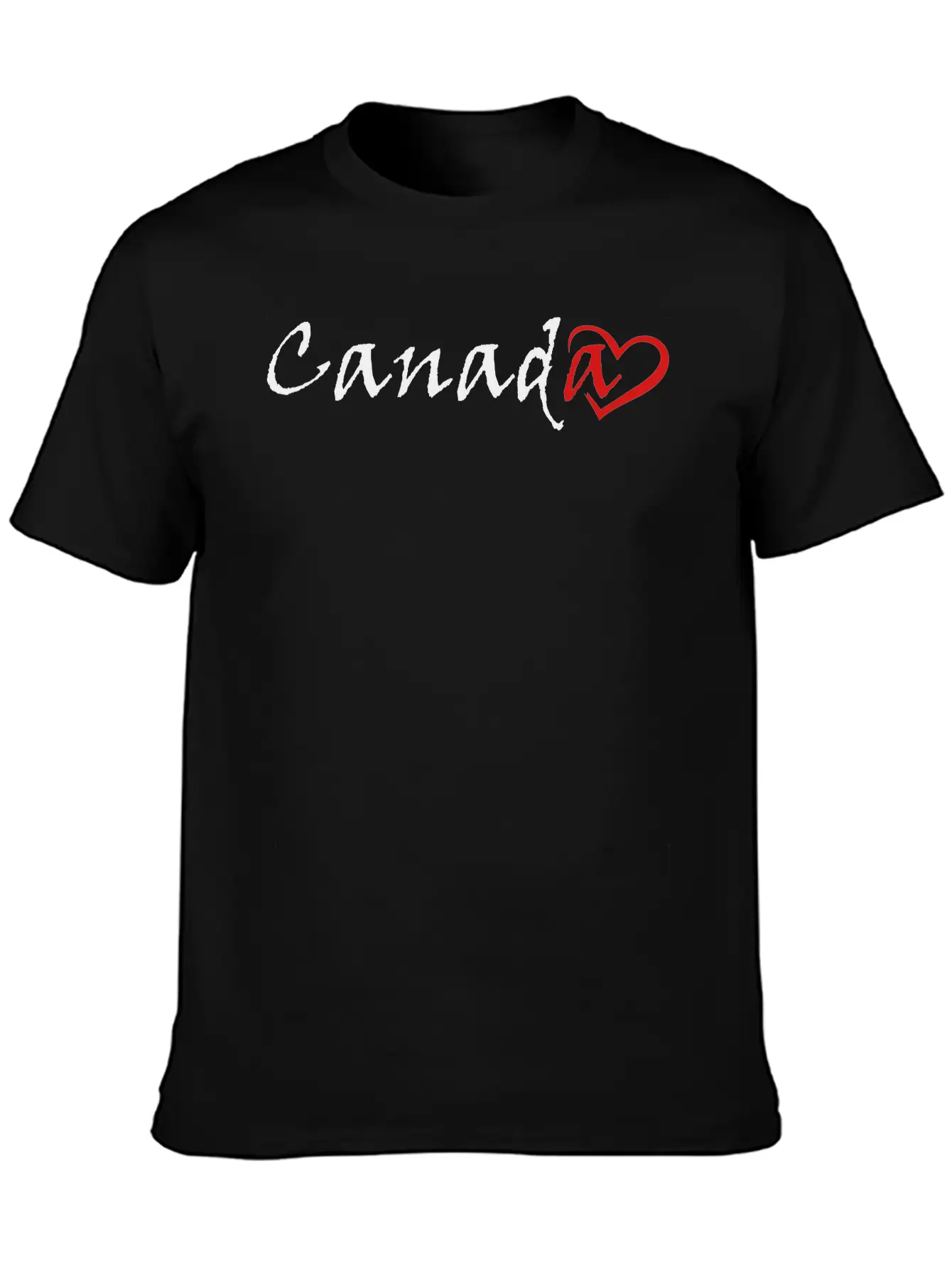 Canada With Red Heart - Grunge Unisex Short Sleeve Soft Cotton T-Shirt – Casual Everyday Wear