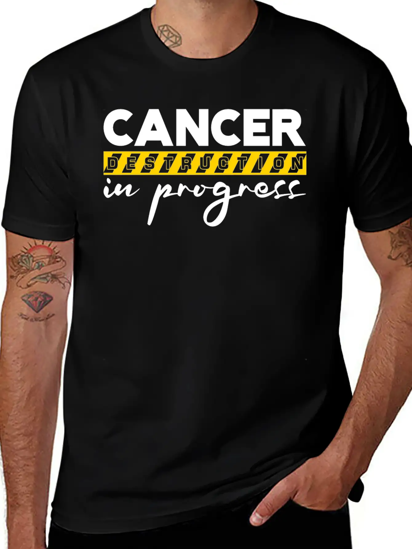 Cancer Destruction In Progress 2 Unisex Short Sleeve Soft Cotton T-Shirt – Casual Everyday Wear