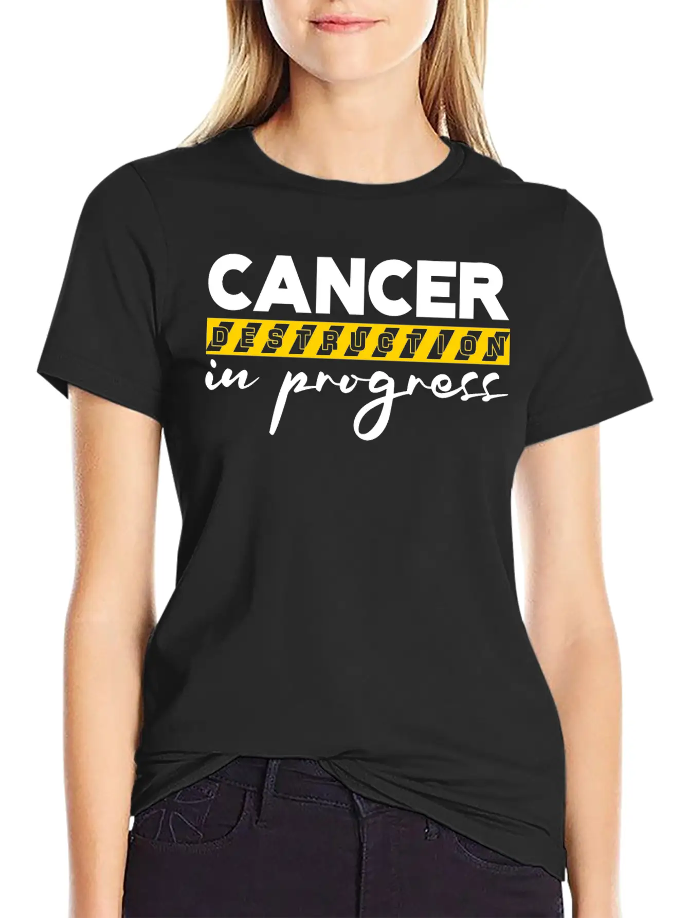 Cancer Destruction In Progress 2 Unisex Short Sleeve Soft Cotton T-Shirt – Casual Everyday Wear
