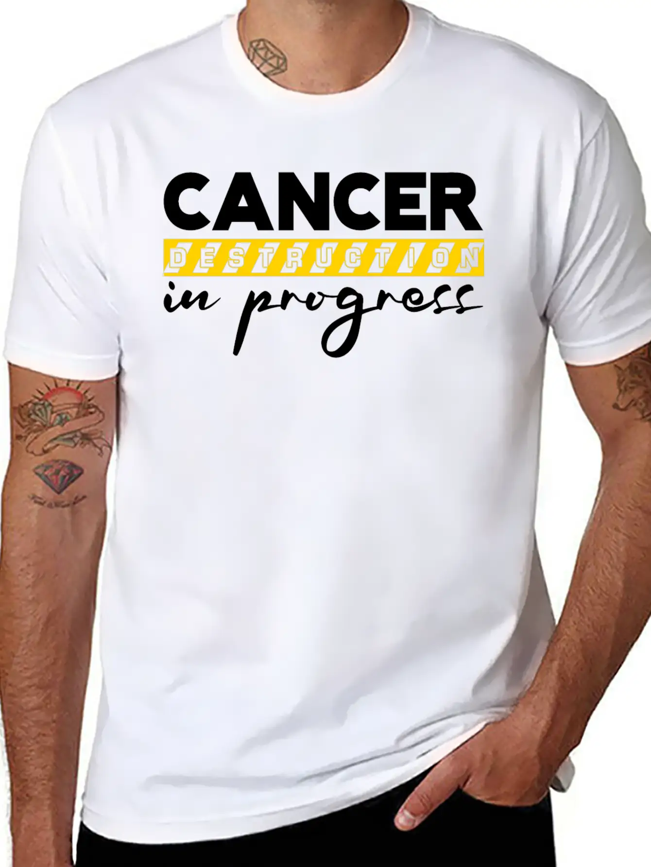 Cancer Destruction In Progress 2 Unisex Short Sleeve Soft Cotton T-Shirt – Casual Everyday Wear