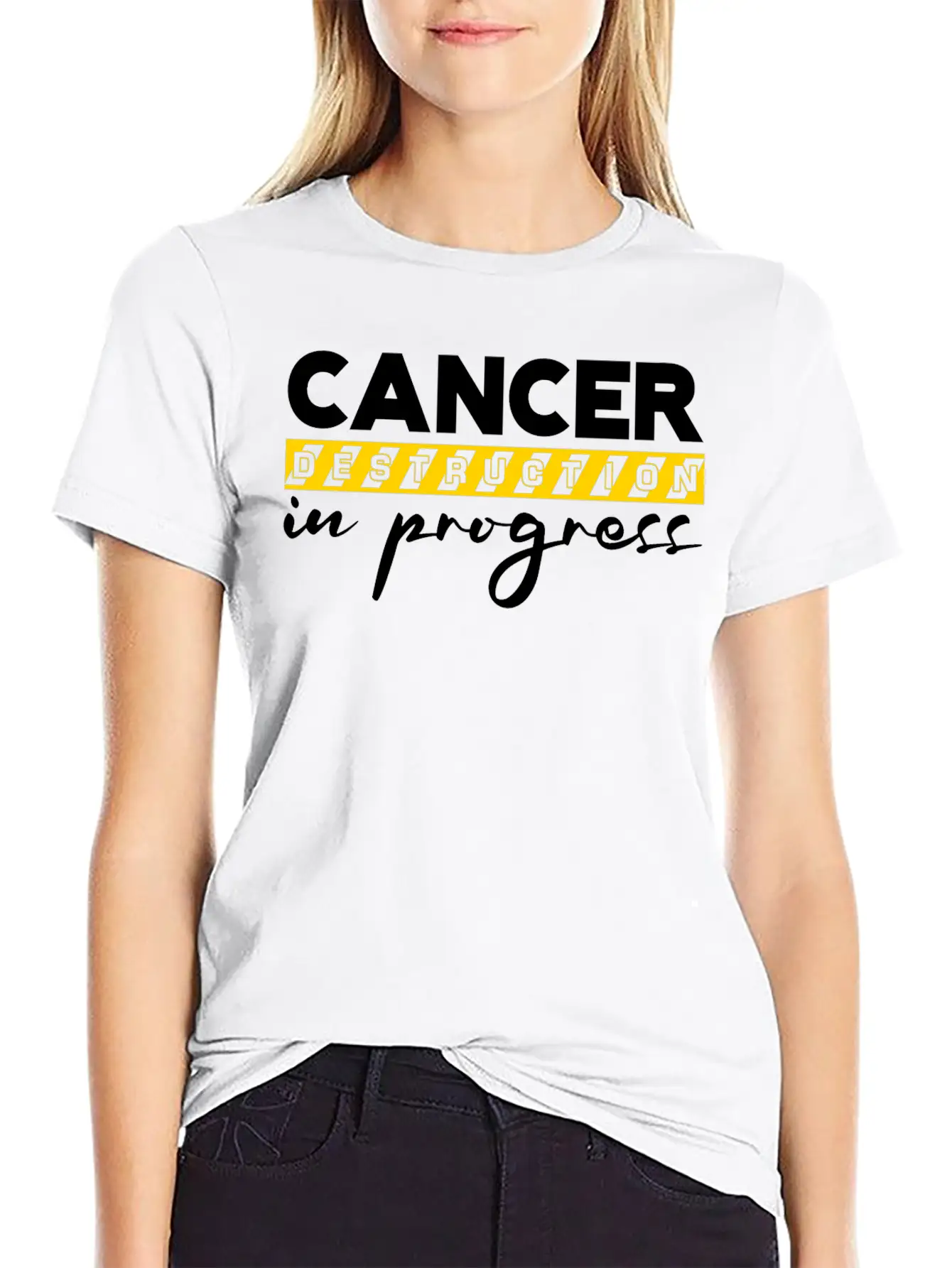Cancer Destruction In Progress 2 Unisex Short Sleeve Soft Cotton T-Shirt – Casual Everyday Wear