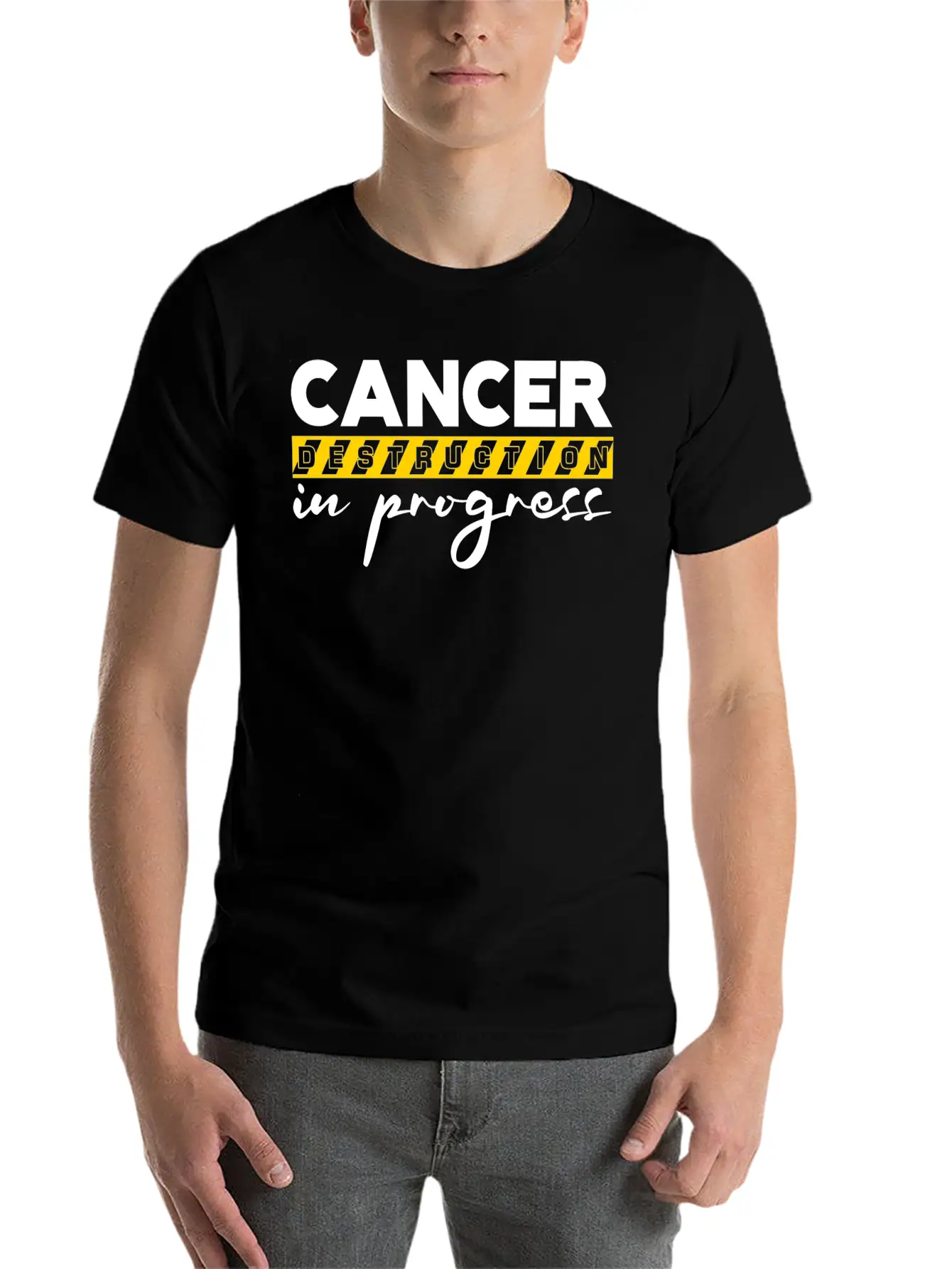 Cancer Destruction In Progress 2 Unisex Short Sleeve Soft Cotton T-Shirt – Casual Everyday Wear