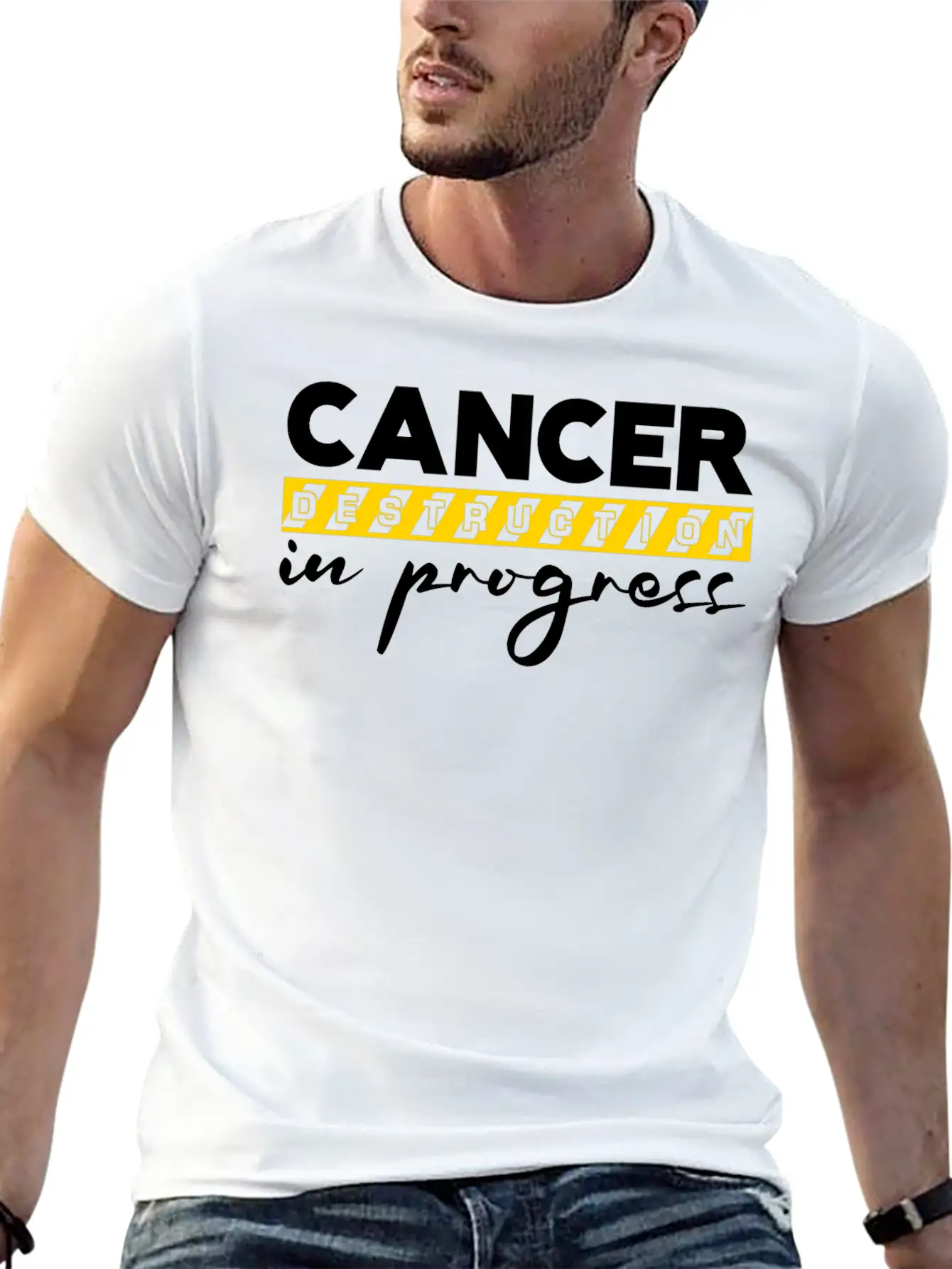 Cancer Destruction In Progress 2 Unisex Short Sleeve Soft Cotton T-Shirt – Casual Everyday Wear