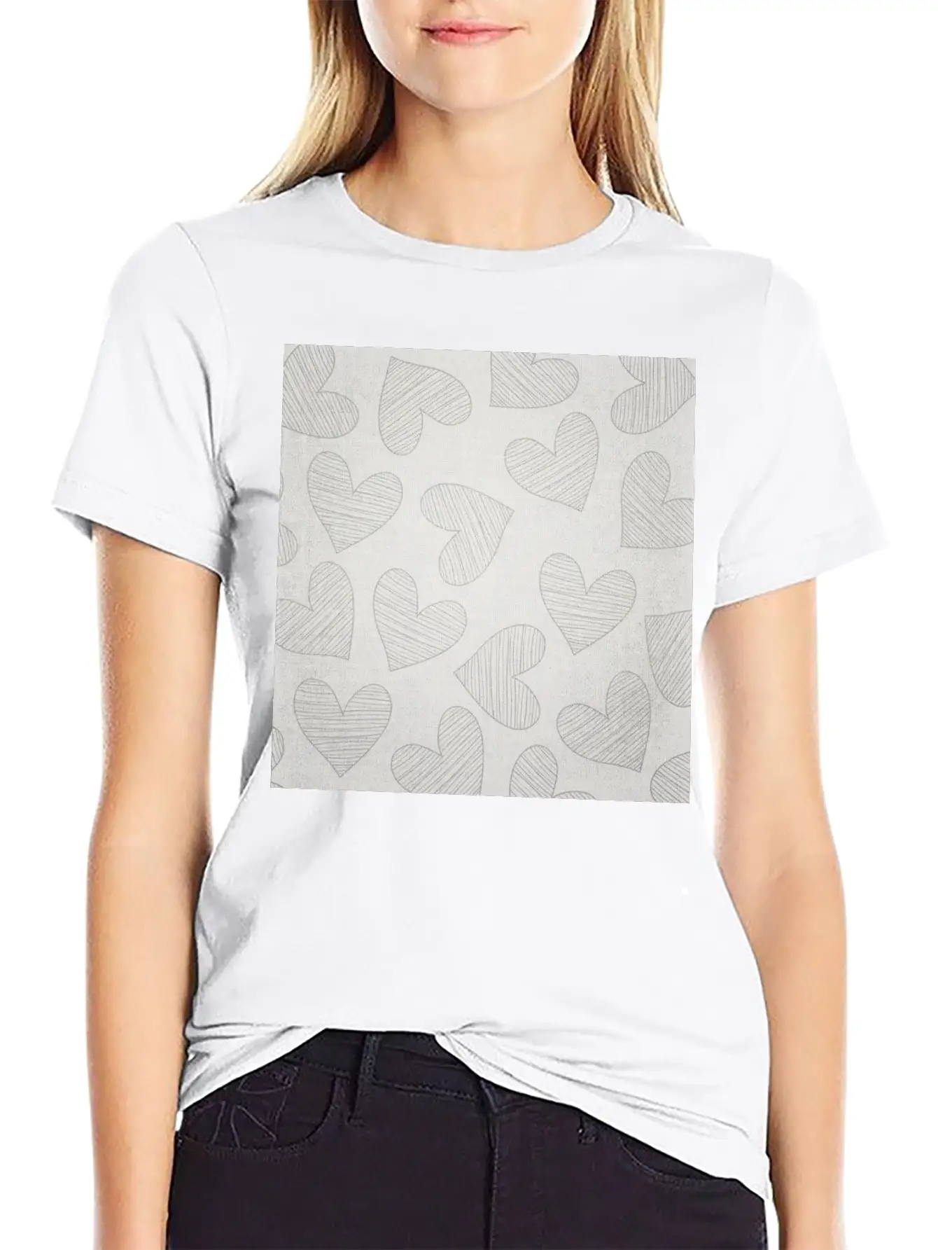 Canvas Design With Large Heart Shapes And A Great Stylish Everyday T-Shirt – Unisex Basic Cotton Tee