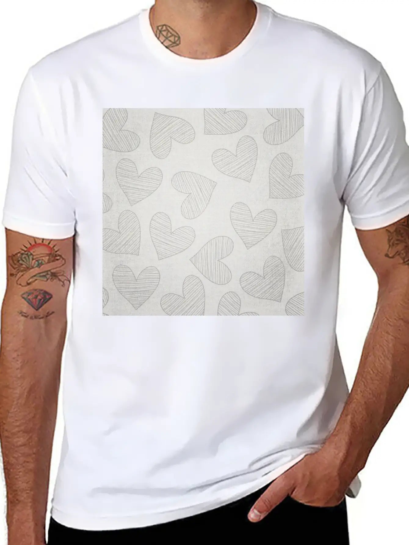 Canvas Design With Large Heart Shapes And A Great Stylish Everyday T-Shirt – Unisex Basic Cotton Tee