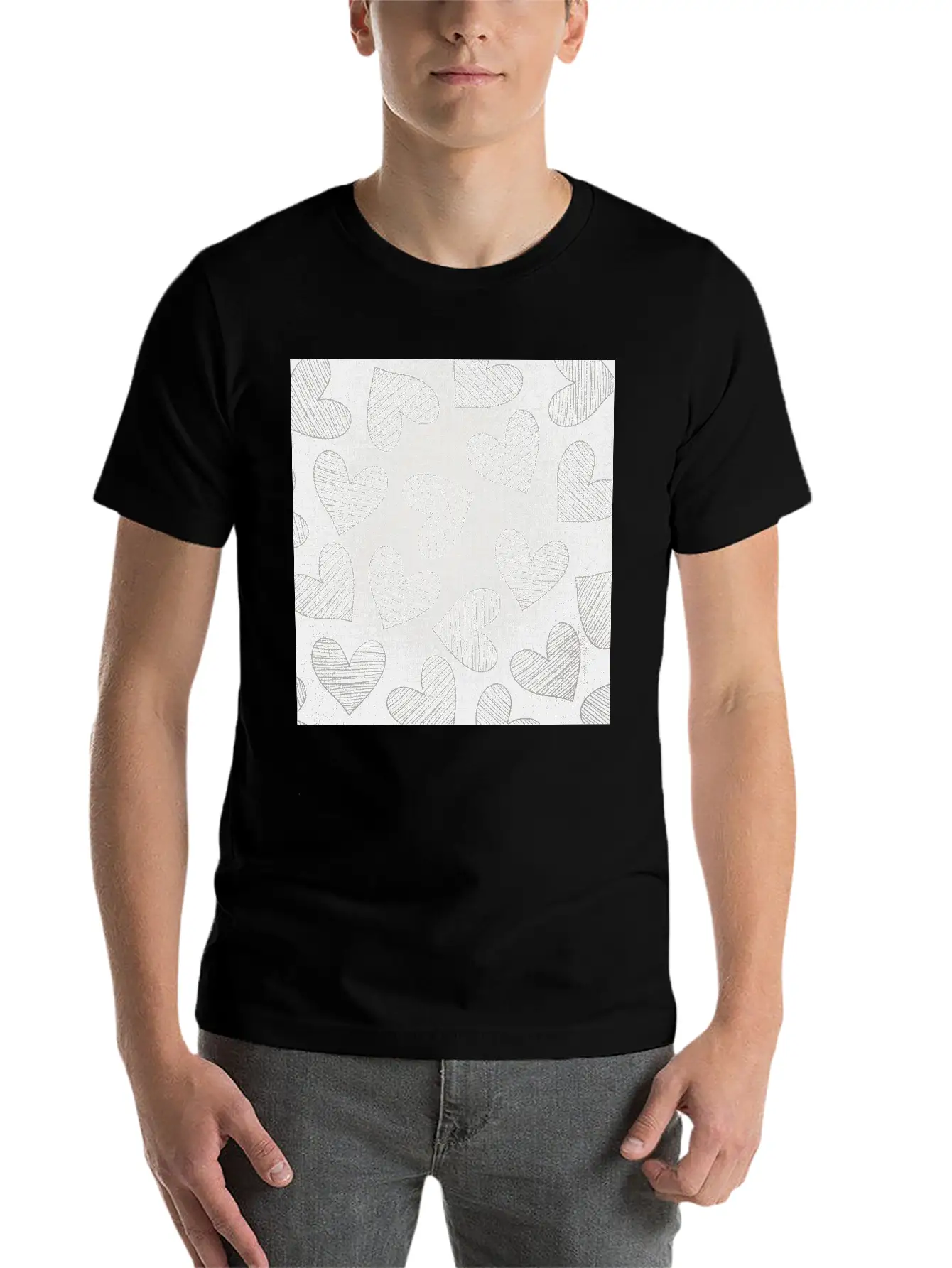Canvas Design With Large Heart Shapes And A Great Stylish Everyday T-Shirt – Unisex Basic Cotton Tee