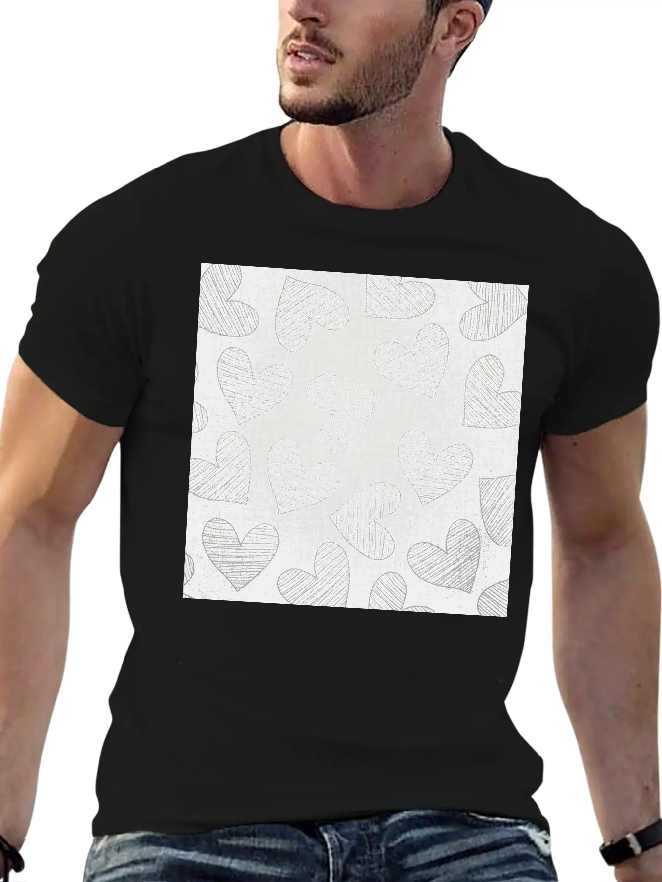 Canvas Design With Large Heart Shapes And A Great Stylish Everyday T-Shirt – Unisex Basic Cotton Tee