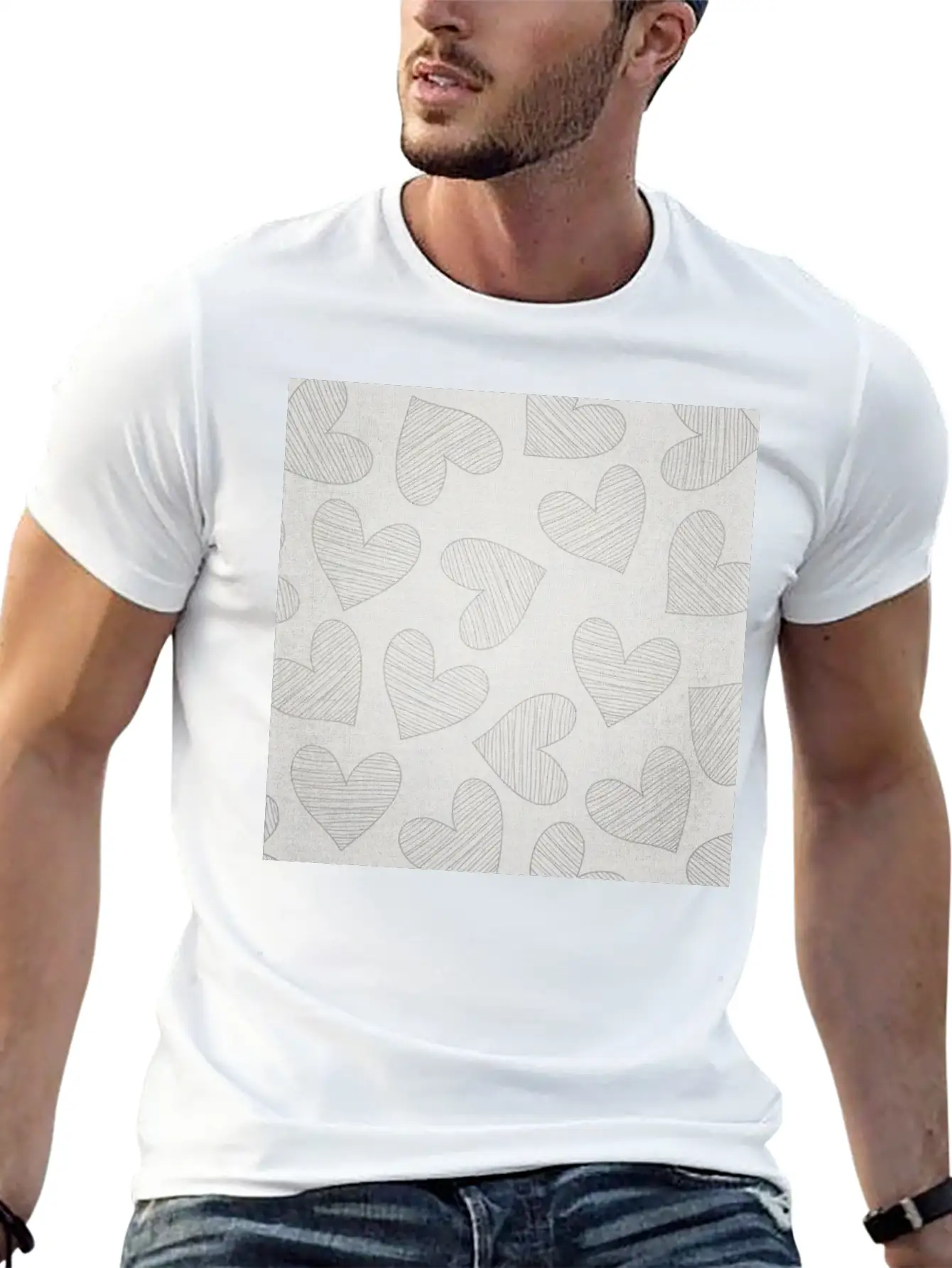 Canvas Design With Large Heart Shapes And A Great Stylish Everyday T-Shirt – Unisex Basic Cotton Tee