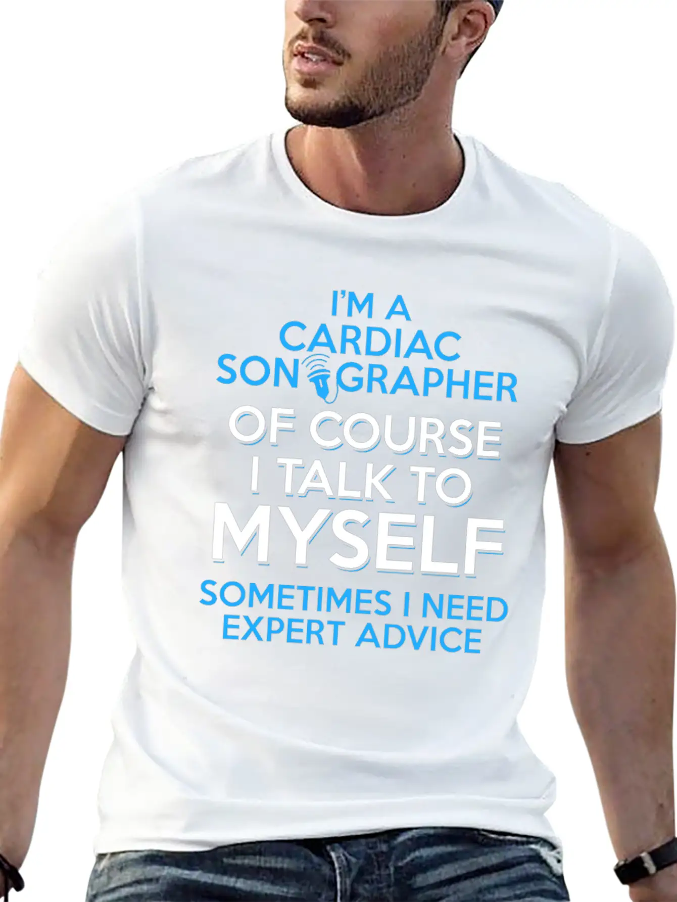Cardiac Sonographer Echo Tech Expert RDCS Print Unisex Short Sleeve Soft Cotton T-Shirt – Casual Everyday Wear