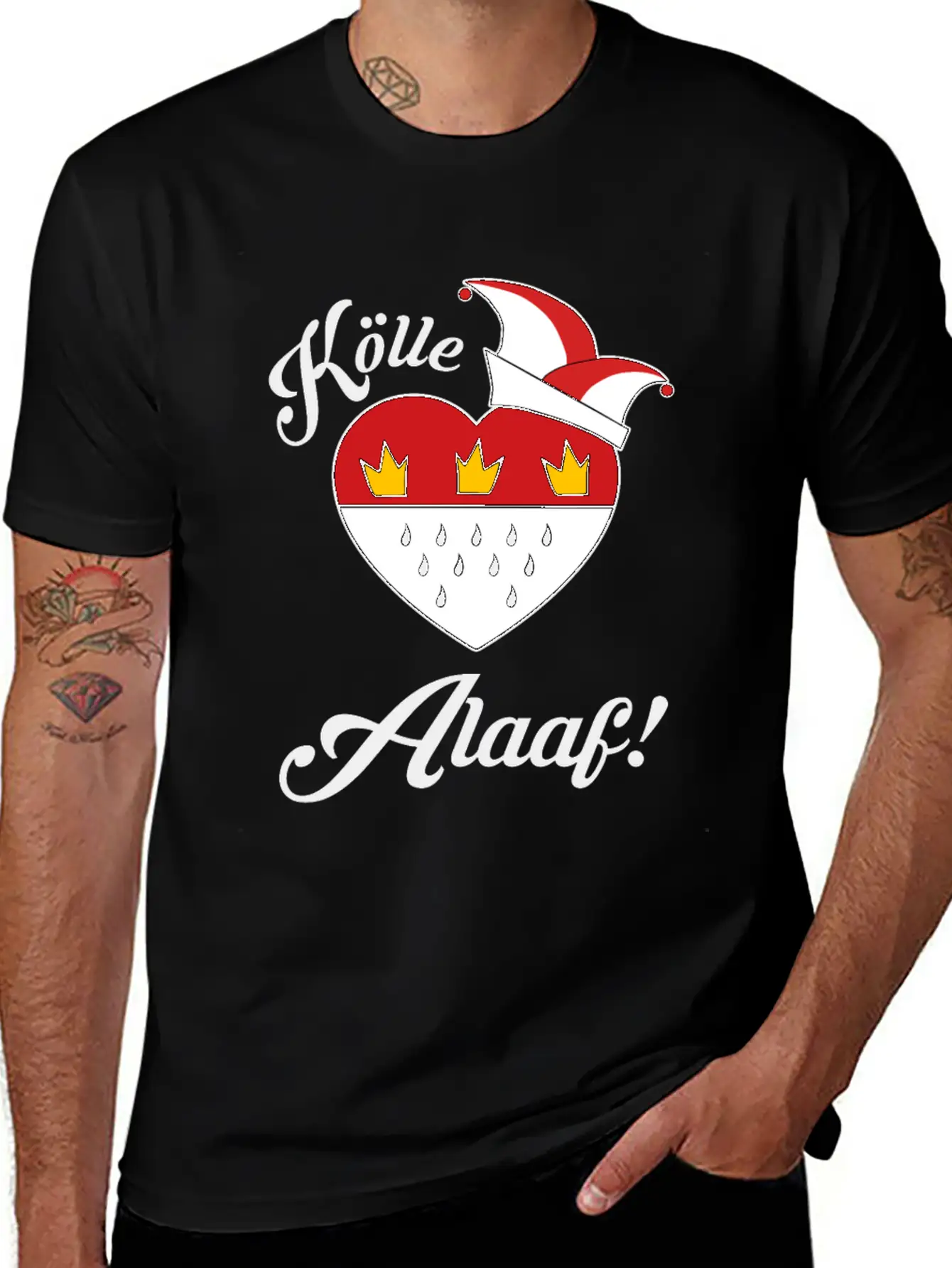 Carnival Costume Koelle Alaaf Heart Coat Of Arms Unisex Short Sleeve Soft Cotton T-Shirt – Casual Everyday Wear