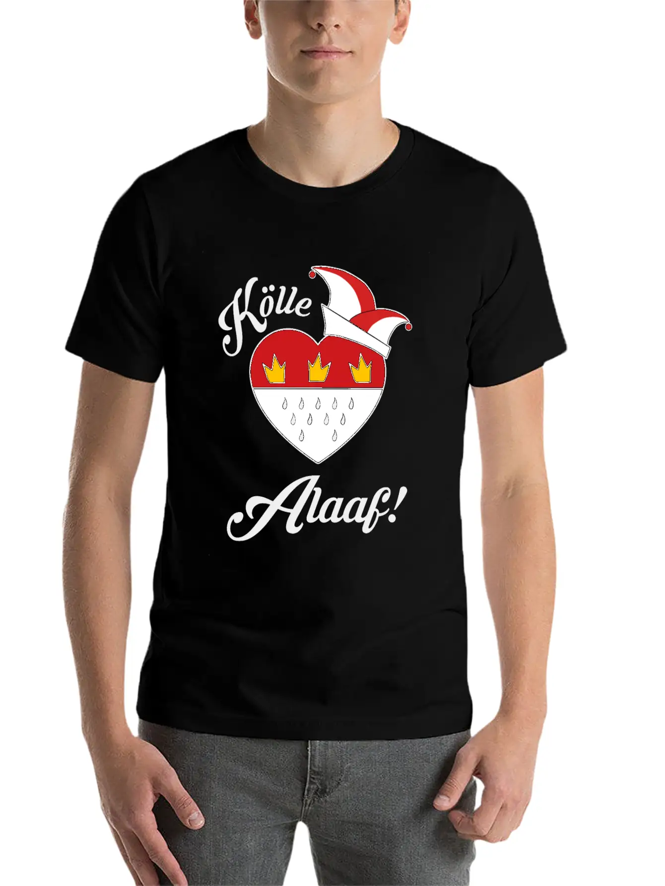 Carnival Costume Koelle Alaaf Heart Coat Of Arms Unisex Short Sleeve Soft Cotton T-Shirt – Casual Everyday Wear