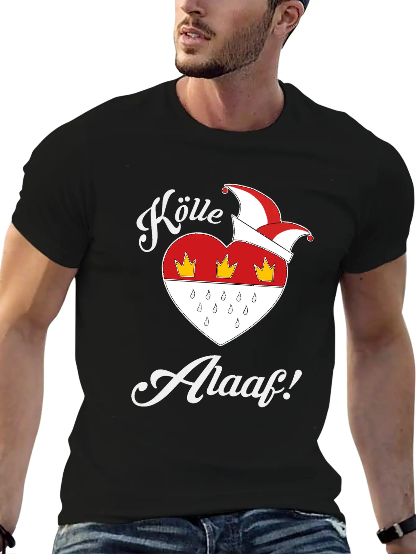 Carnival Costume Koelle Alaaf Heart Coat Of Arms Unisex Short Sleeve Soft Cotton T-Shirt – Casual Everyday Wear