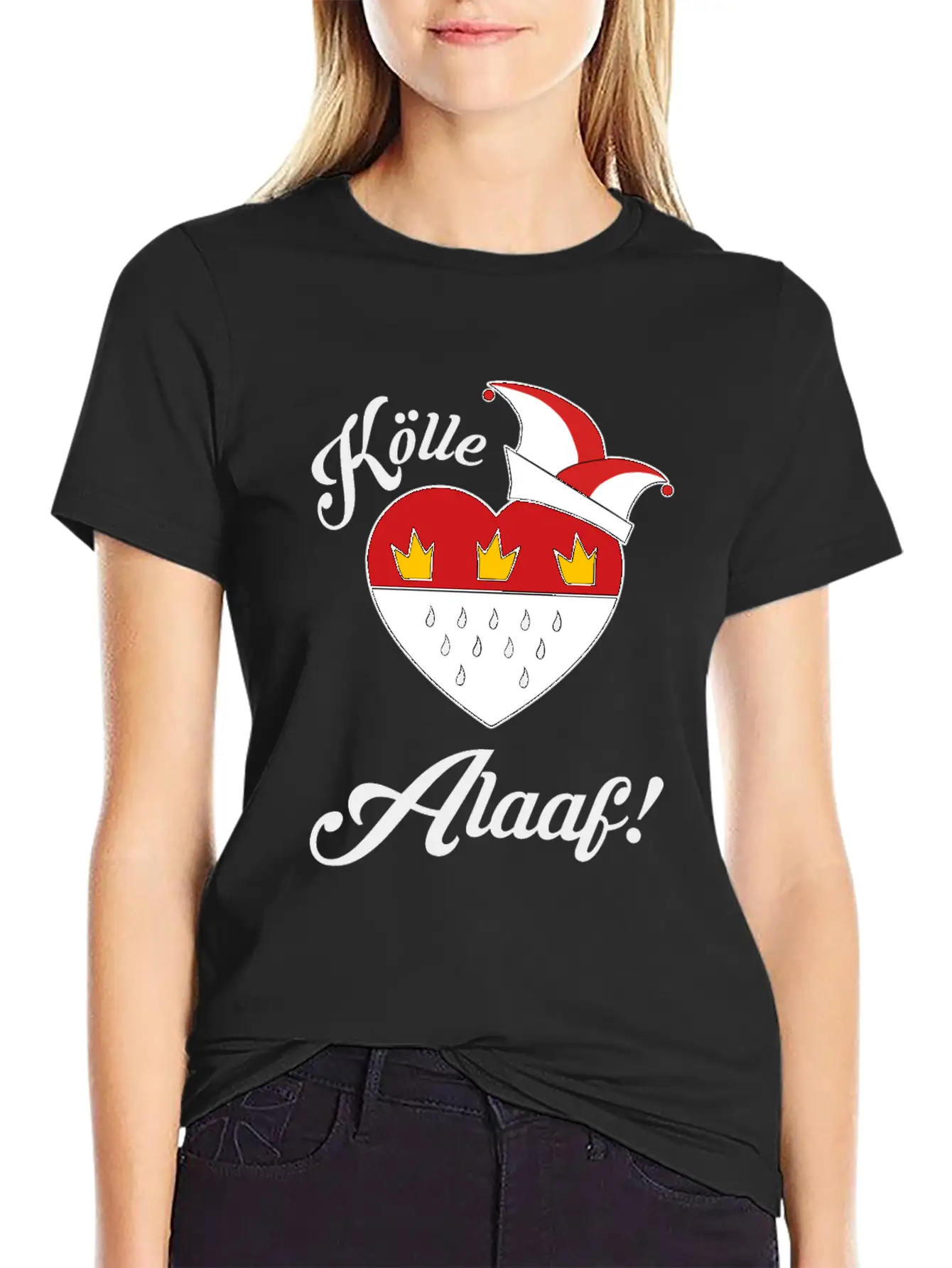 Carnival Costume Koelle Alaaf Heart Coat Of Arms Unisex Short Sleeve Soft Cotton T-Shirt – Casual Everyday Wear