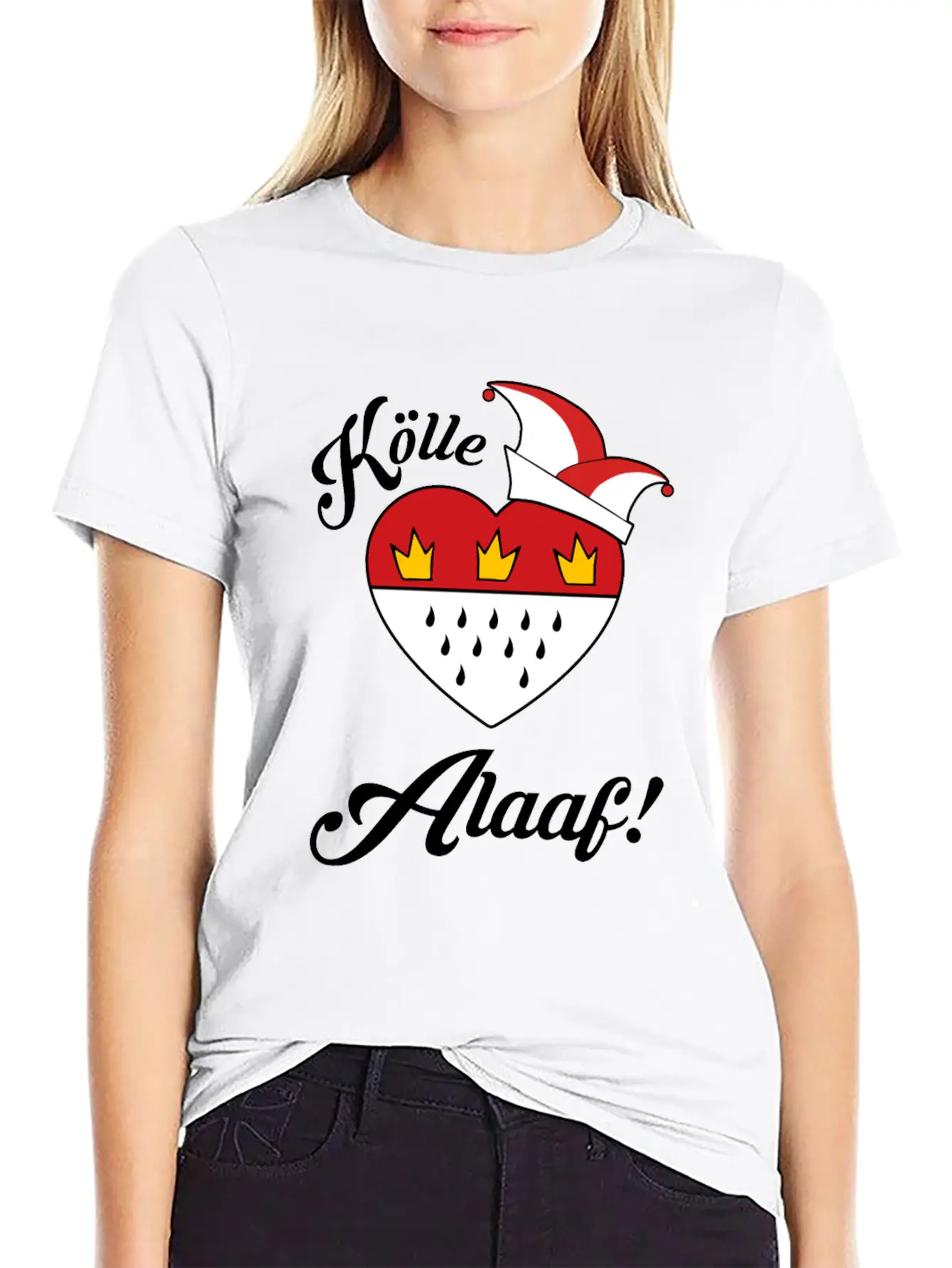 Carnival Costume Koelle Alaaf Heart Coat Of Arms Unisex Short Sleeve Soft Cotton T-Shirt – Casual Everyday Wear
