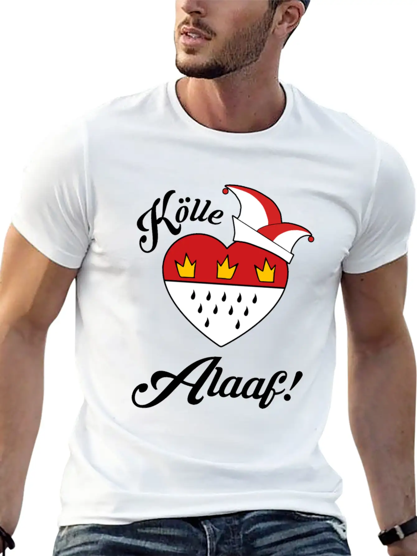 Carnival Costume Koelle Alaaf Heart Coat Of Arms Unisex Short Sleeve Soft Cotton T-Shirt – Casual Everyday Wear