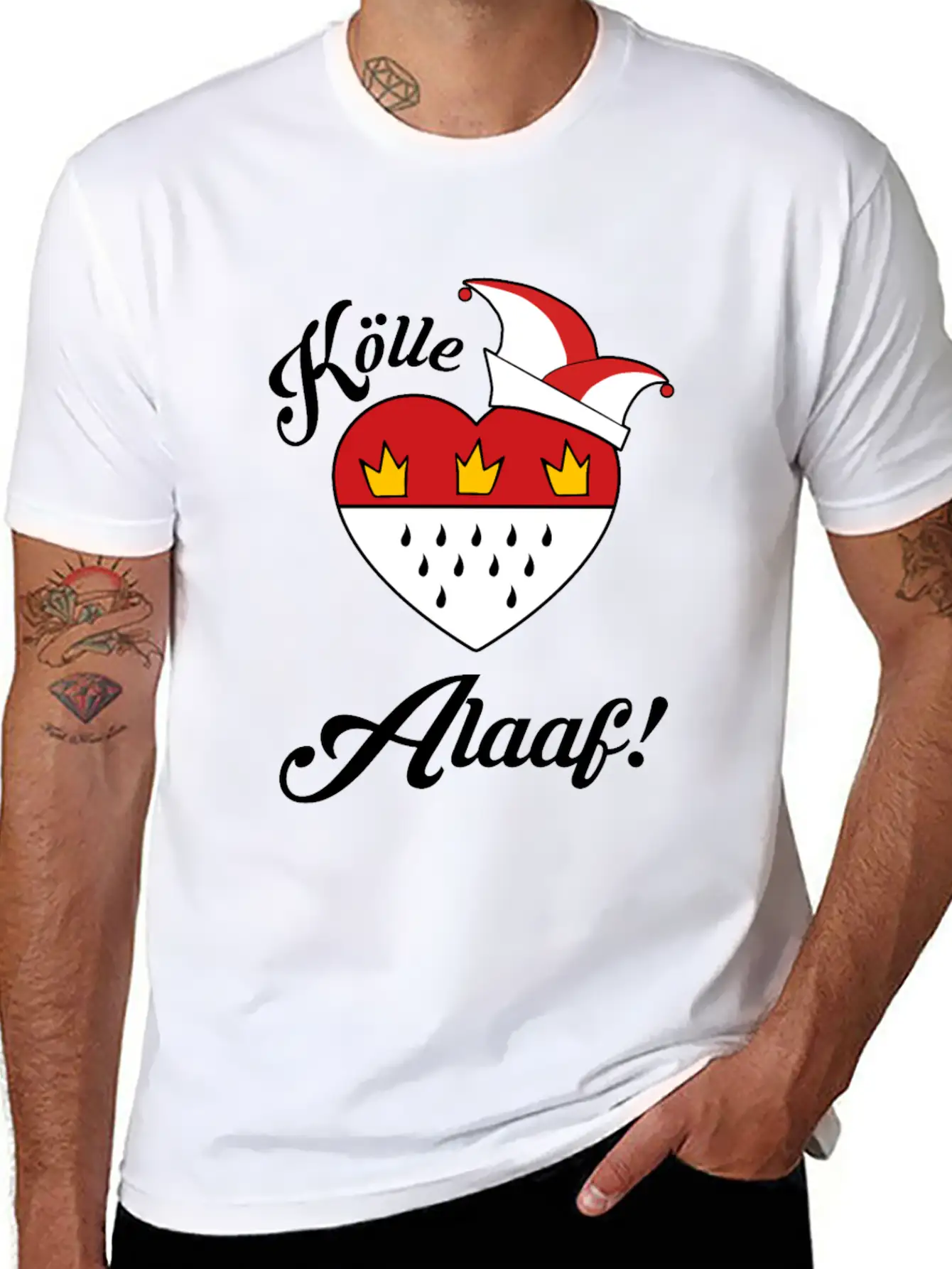 Carnival Costume Koelle Alaaf Heart Coat Of Arms Unisex Short Sleeve Soft Cotton T-Shirt – Casual Everyday Wear
