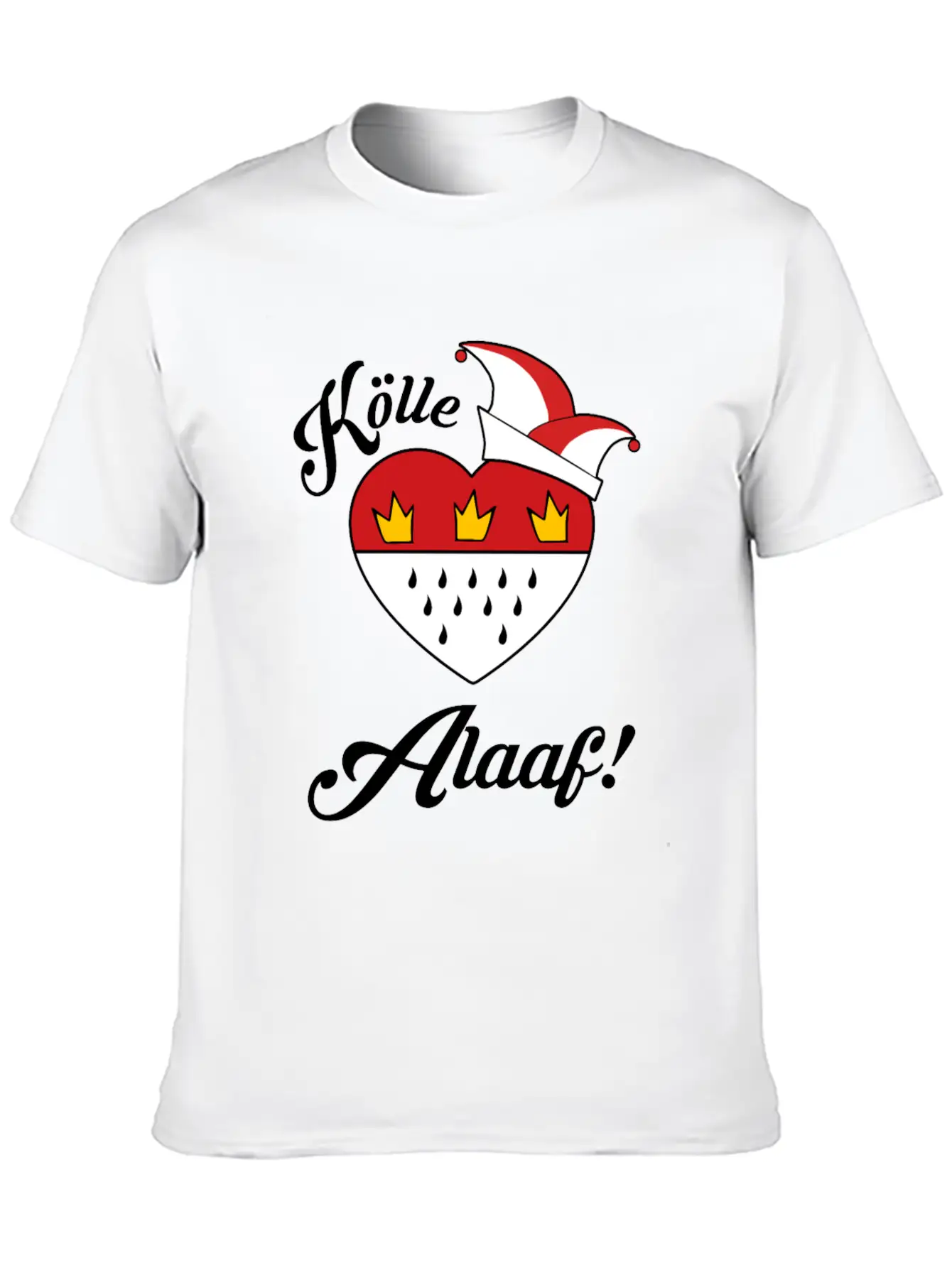 Carnival Costume Koelle Alaaf Heart Coat Of Arms Unisex Short Sleeve Soft Cotton T-Shirt – Casual Everyday Wear