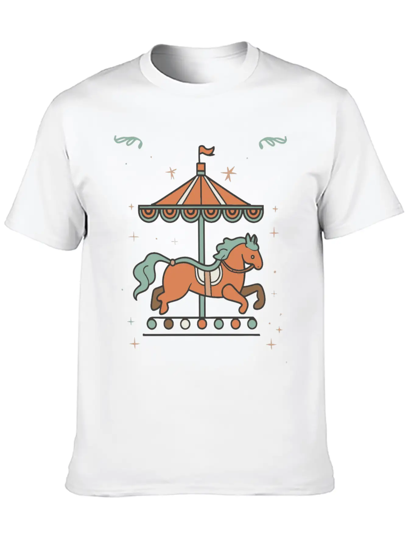 Carousel Horse Design Essential Unisex Summer Tee – Soft Cotton Casual Fit
