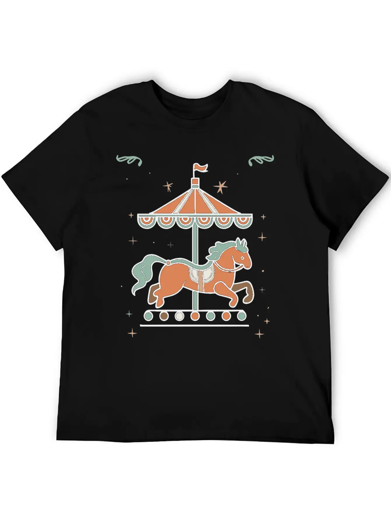 Carousel Horse Design Essential Unisex Summer Tee – Soft Cotton Casual Fit