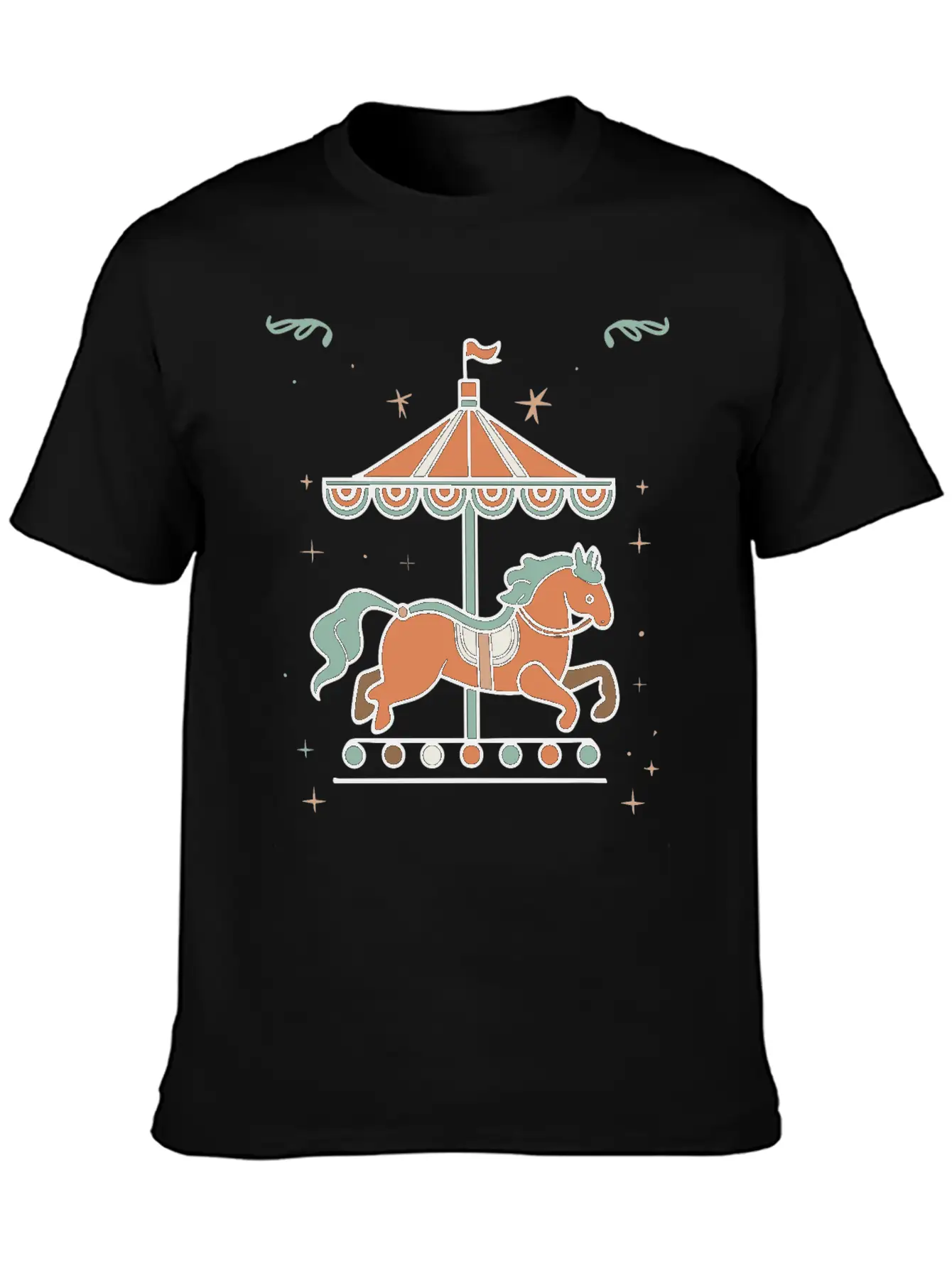 Carousel Horse Design Essential Unisex Summer Tee – Soft Cotton Casual Fit
