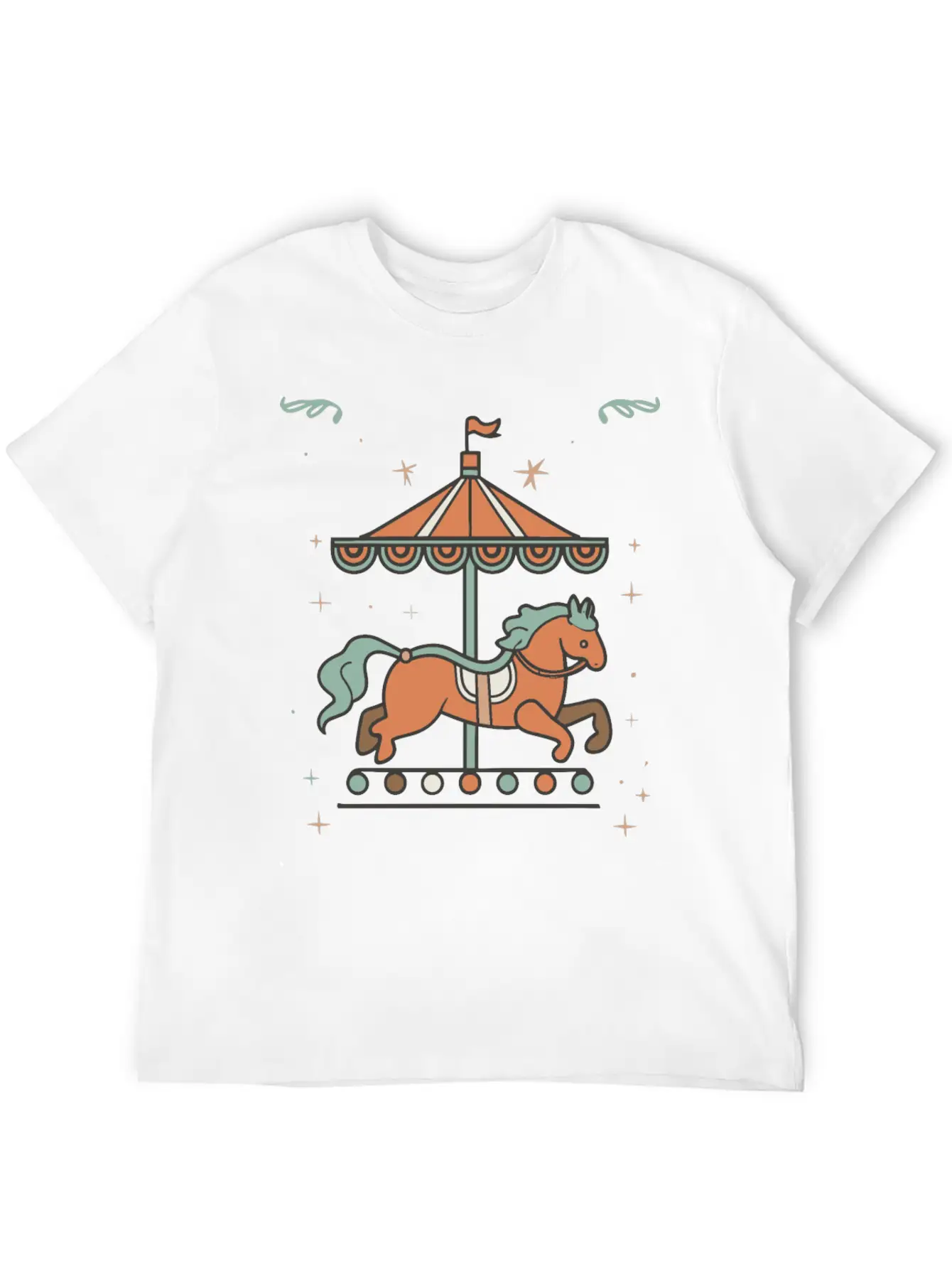 Carousel Horse Design Essential Unisex Summer Tee – Soft Cotton Casual Fit