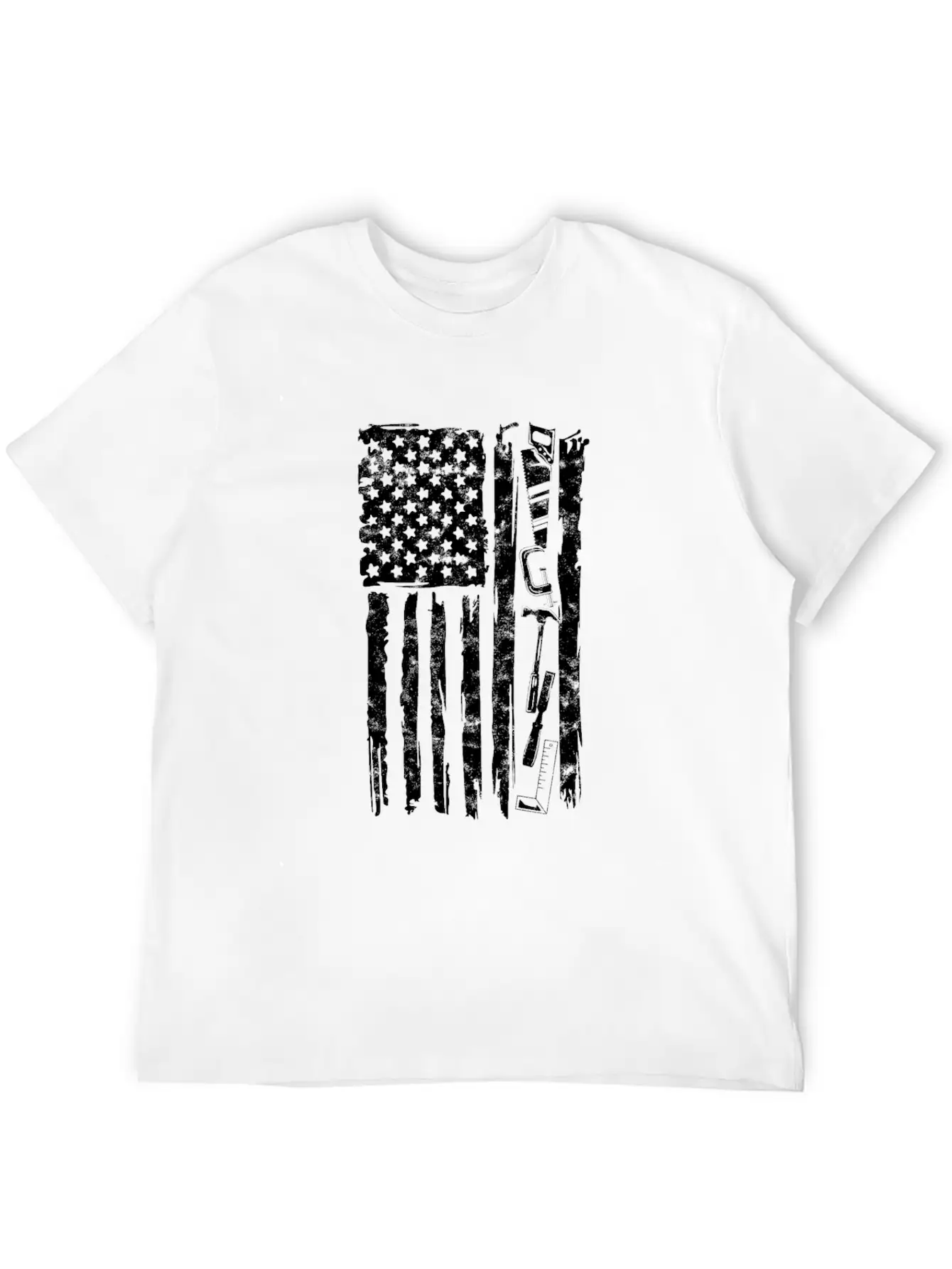 Carpenter Tools With American Flag - Woodworking Timeless Short Sleeve Tee – Comfy And Minimalist Design