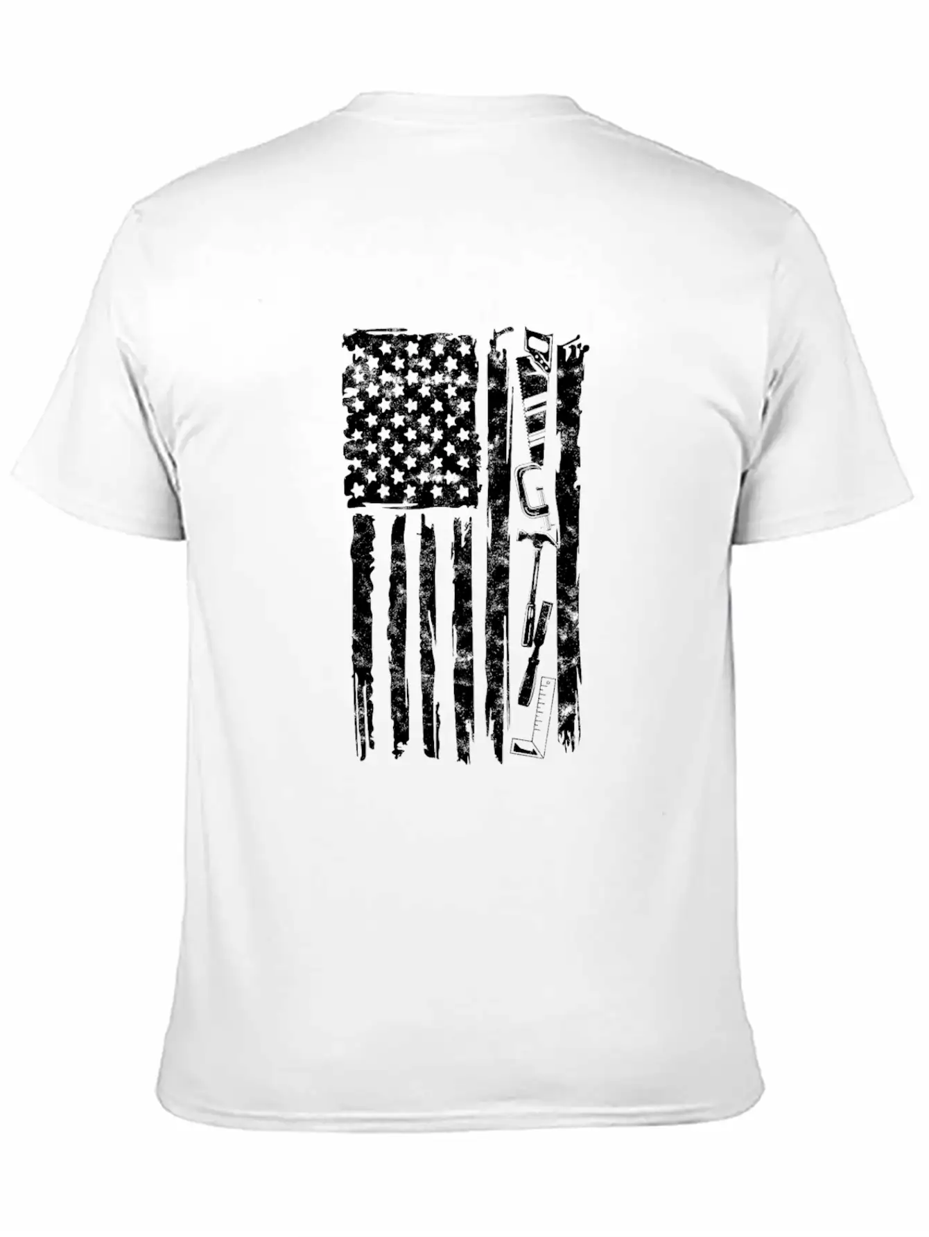 Carpenter Tools With American Flag - Woodworking Timeless Short Sleeve Tee – Comfy And Minimalist Design