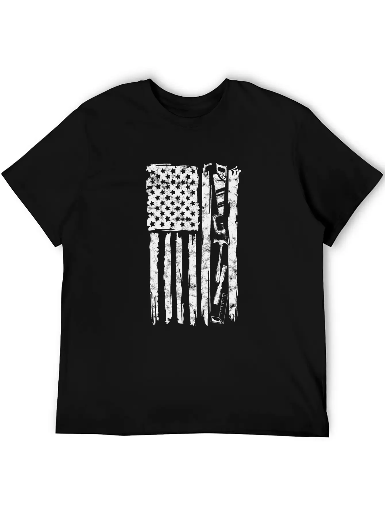 Carpenter Tools With American Flag - Woodworking Timeless Short Sleeve Tee – Comfy And Minimalist Design