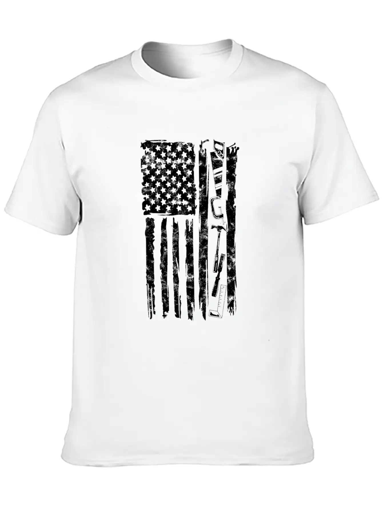 Carpenter Tools With American Flag - Woodworking Timeless Short Sleeve Tee – Comfy And Minimalist Design
