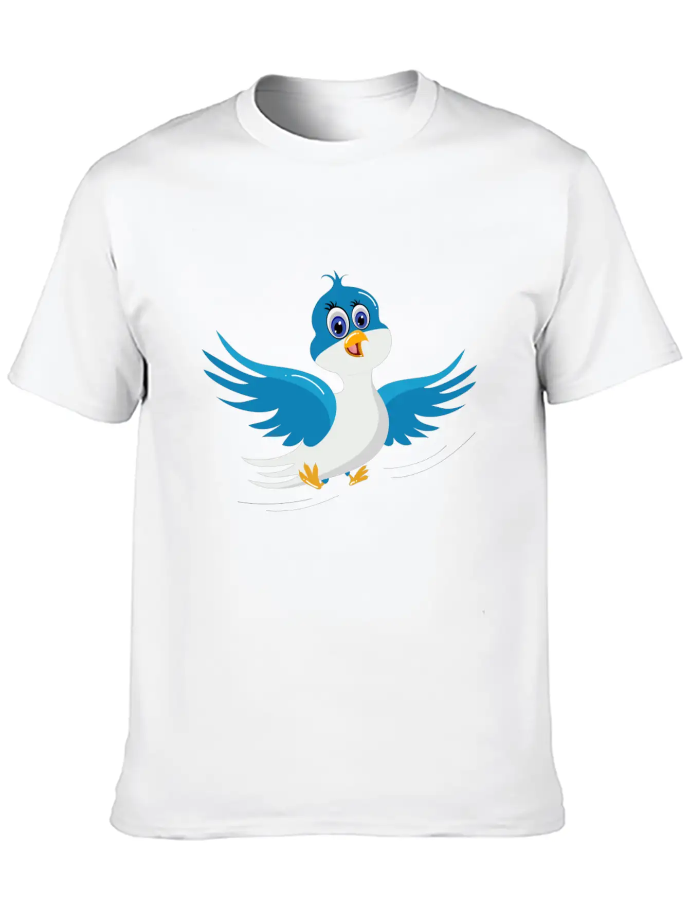 Cartoon Bird Blue Bird Comfortable Minimalist Graphic Tee – Summer Style Essential