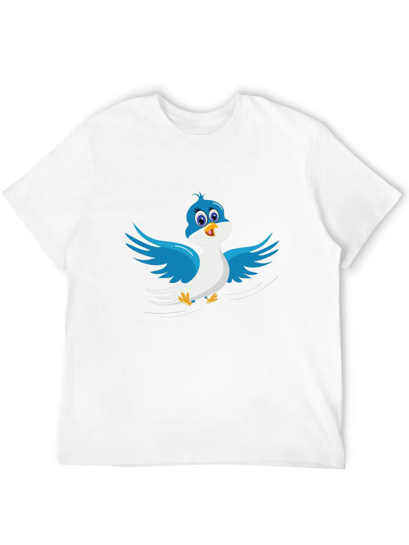 Cartoon Bird Blue Bird Comfortable Minimalist Graphic Tee – Summer Style Essential