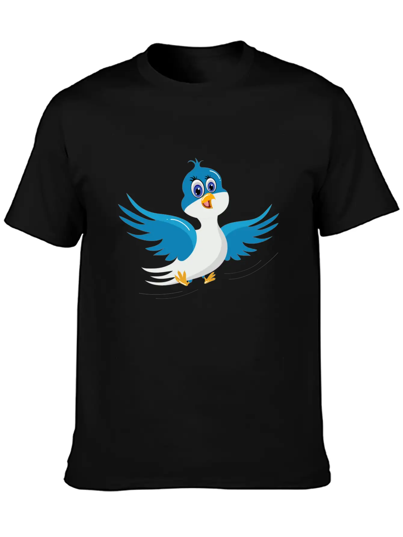 Cartoon Bird Blue Bird Comfortable Minimalist Graphic Tee – Summer Style Essential