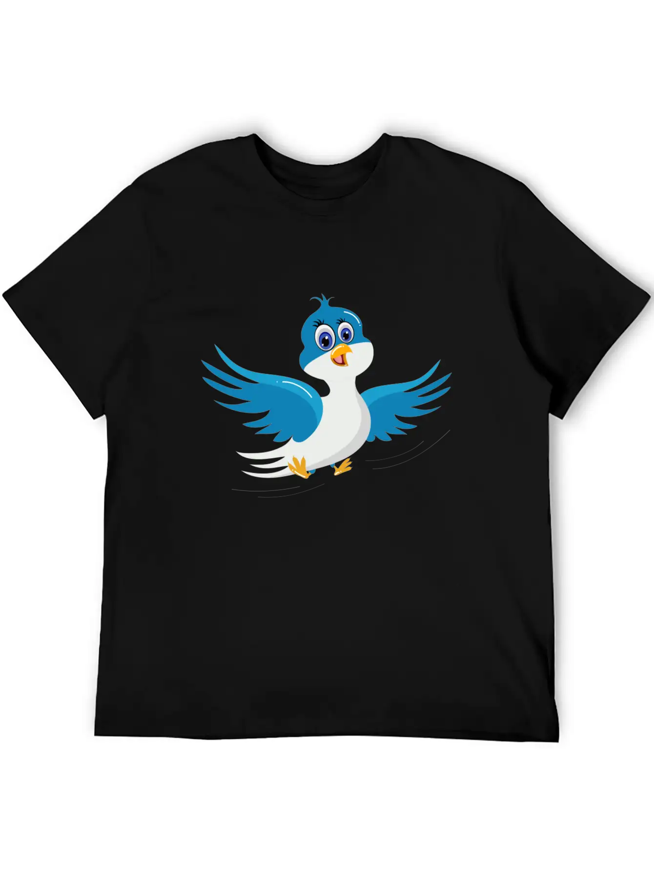 Cartoon Bird Blue Bird Comfortable Minimalist Graphic Tee – Summer Style Essential