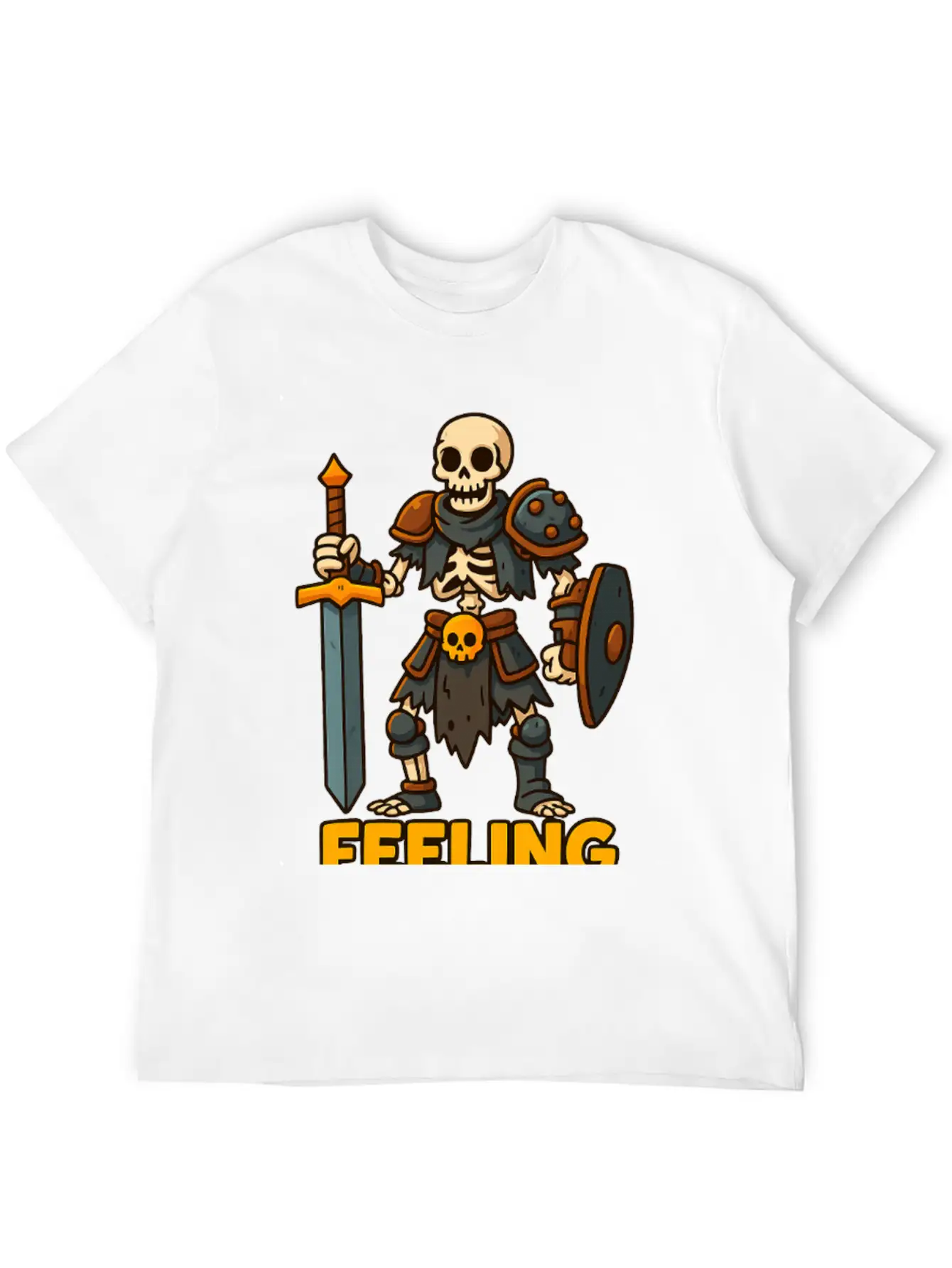 Cartoon Skeleton Warrior Comfortable Minimalist Graphic Tee – Summer Style Essential