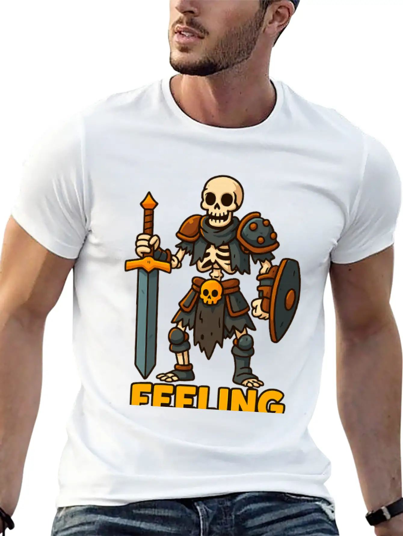 Cartoon Skeleton Warrior Comfortable Minimalist Graphic Tee – Summer Style Essential