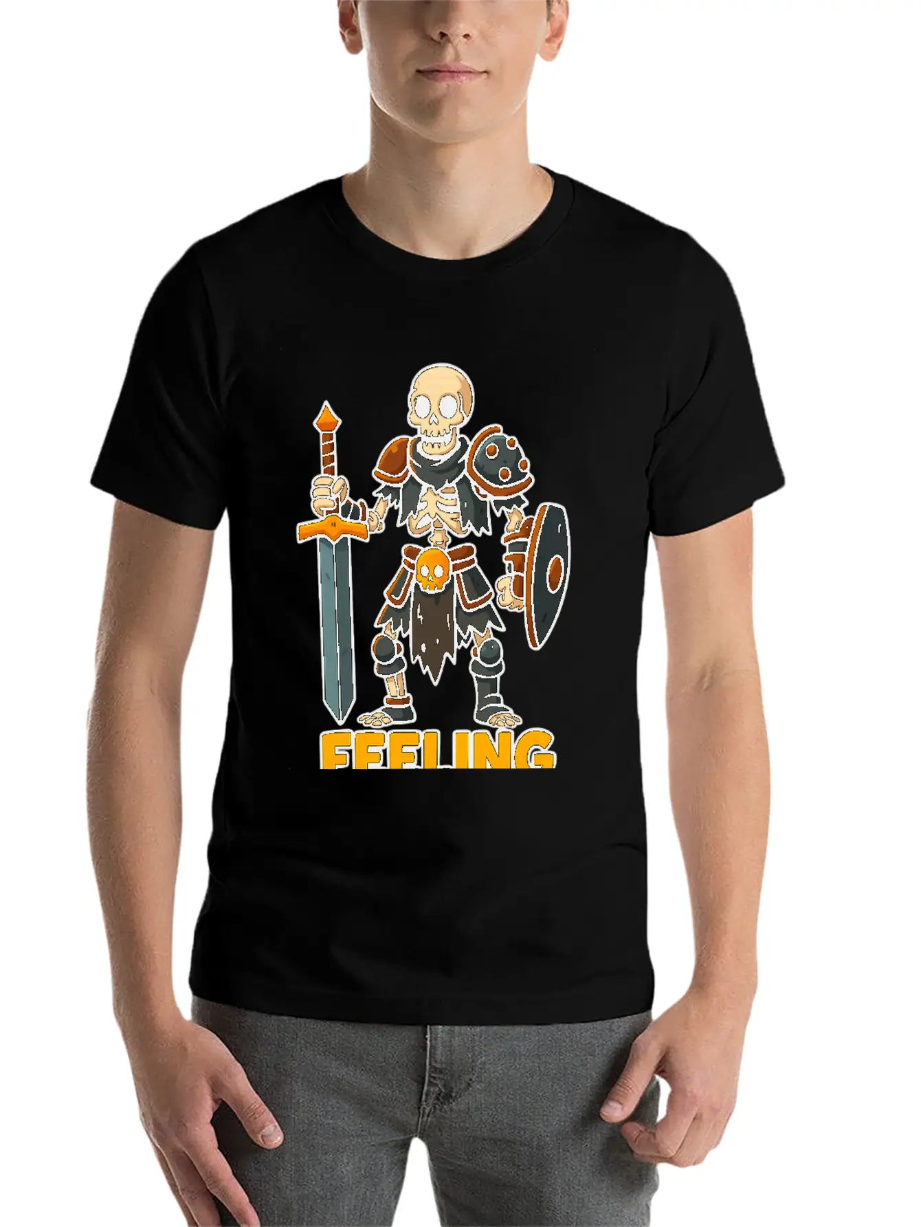 Cartoon Skeleton Warrior Comfortable Minimalist Graphic Tee – Summer Style Essential