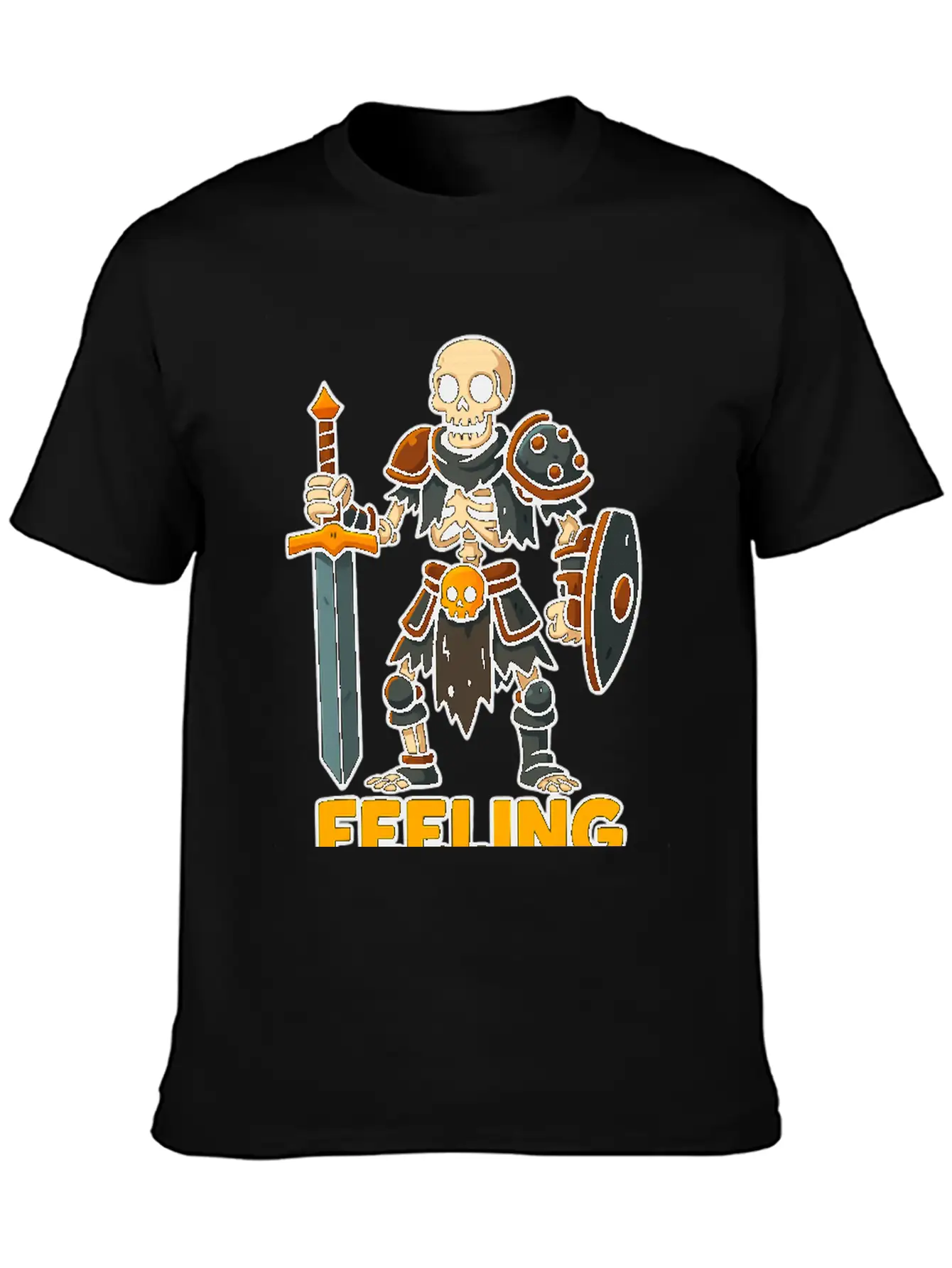 Cartoon Skeleton Warrior Comfortable Minimalist Graphic Tee – Summer Style Essential