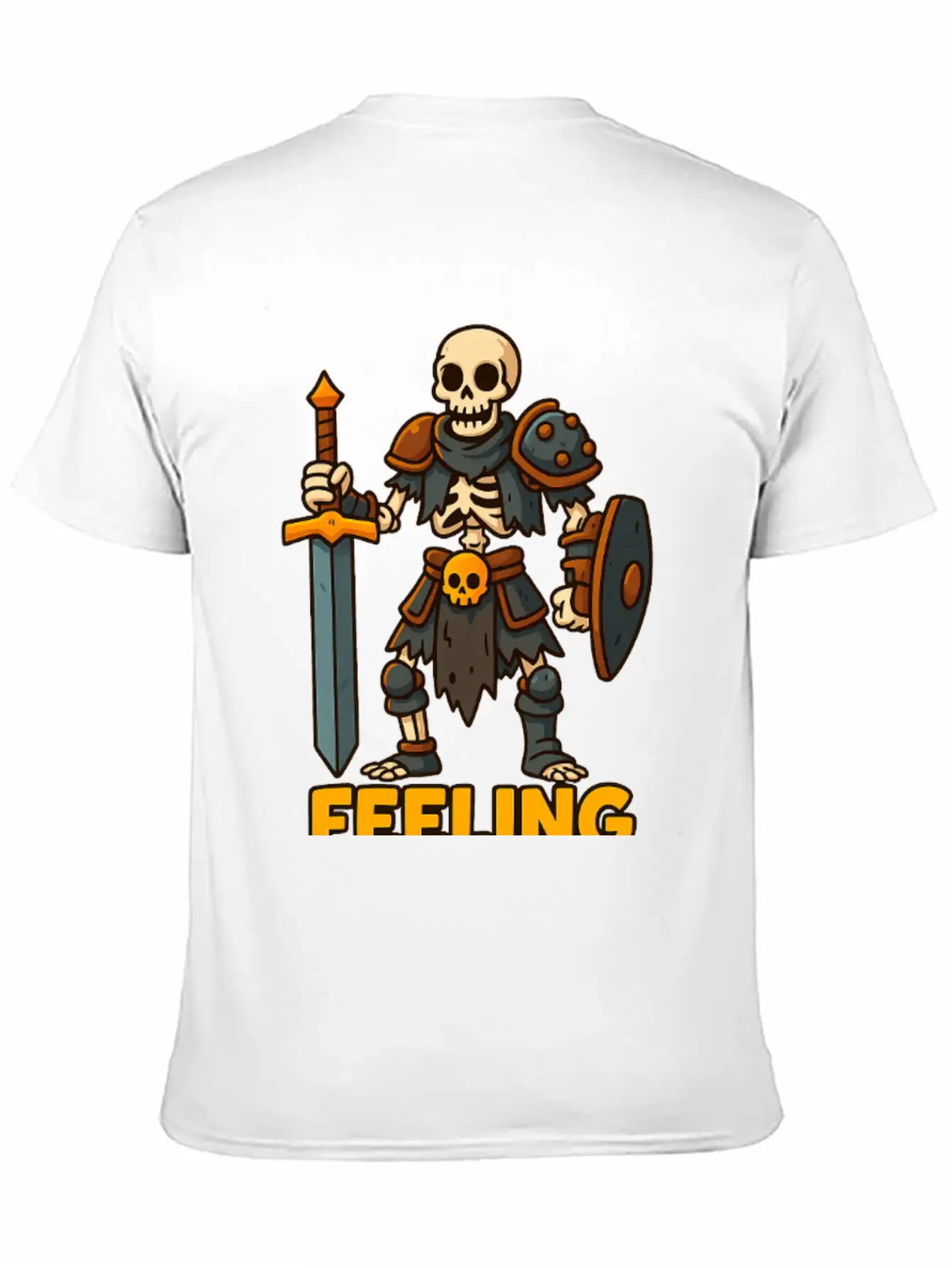 Cartoon Skeleton Warrior Comfortable Minimalist Graphic Tee – Summer Style Essential