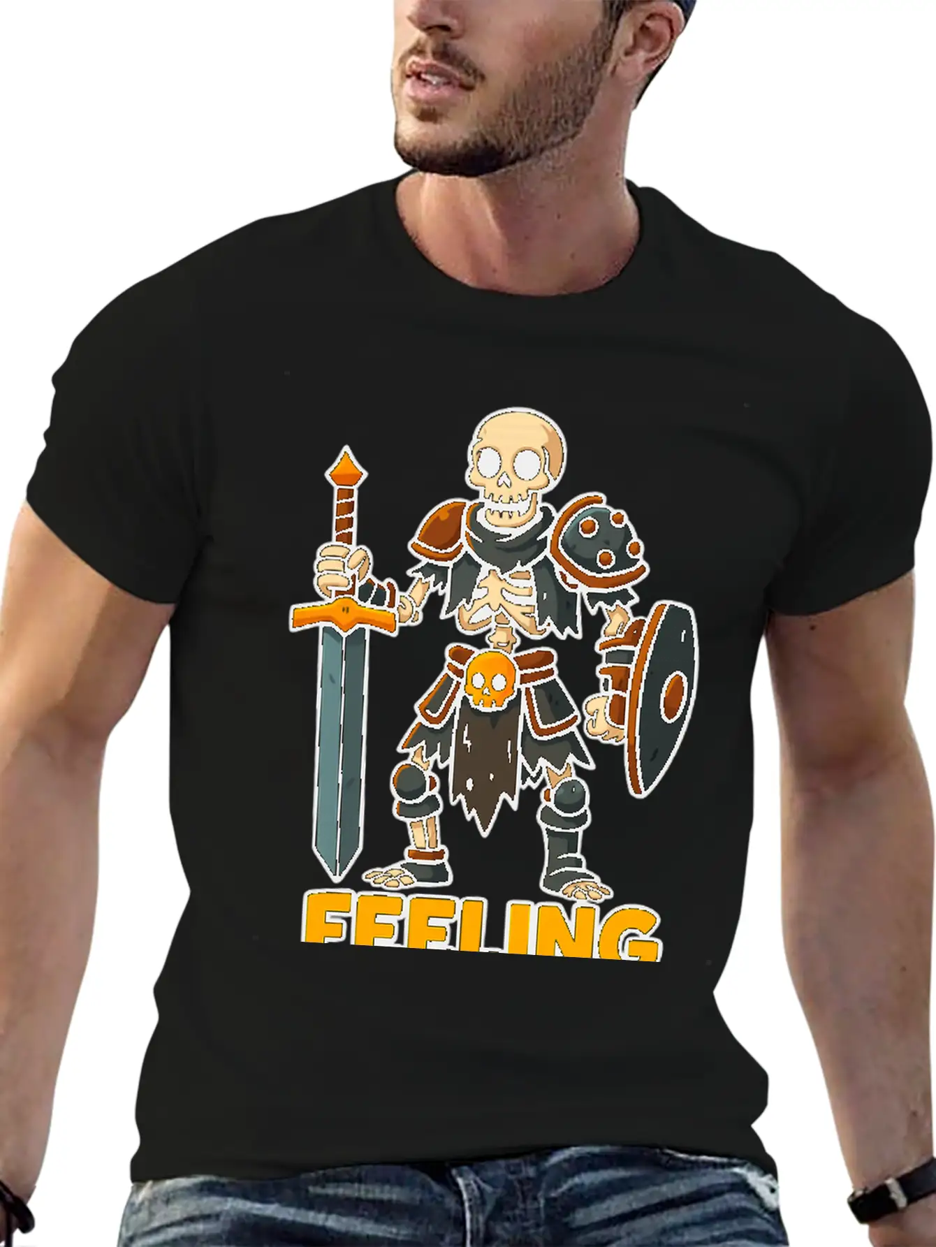 Cartoon Skeleton Warrior Comfortable Minimalist Graphic Tee – Summer Style Essential