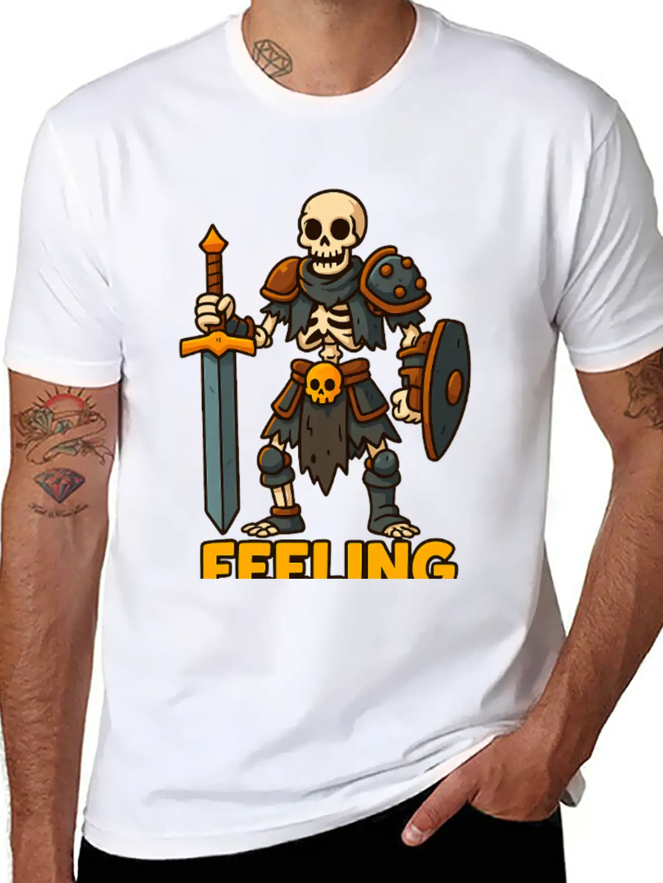 Cartoon Skeleton Warrior Comfortable Minimalist Graphic Tee – Summer Style Essential
